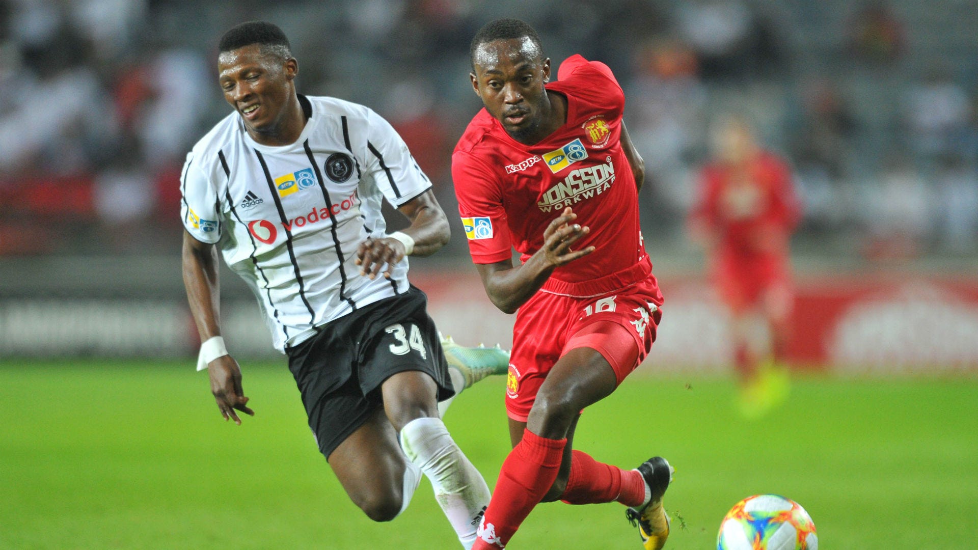 Thabiso Monyane of Orlando Pirates, Peter Shalulile of Highlands Park - August 2019