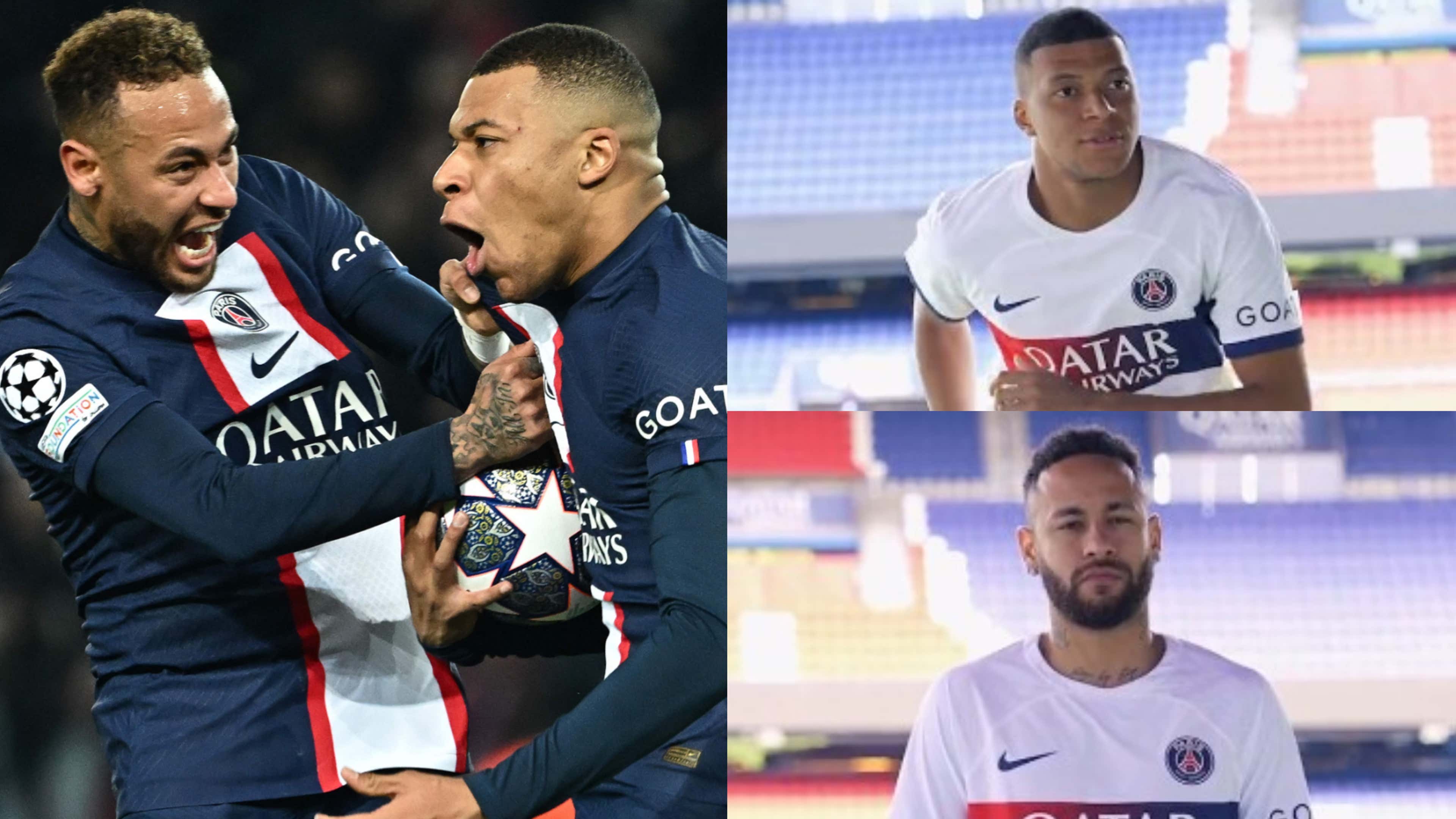 Staying put? Kylian Mbappe & Neymar figure prominently in PSG away kit  reveal despite transfer talk raging around superstar forwards