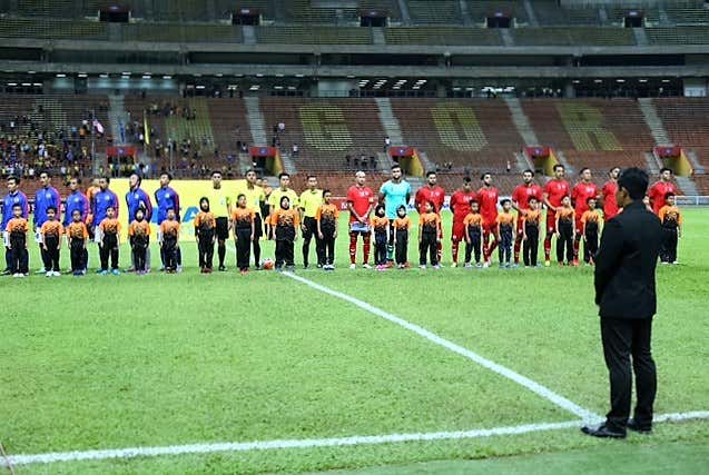 Malaysia and Afghanistan players line up before their friendly match 11/10/2016