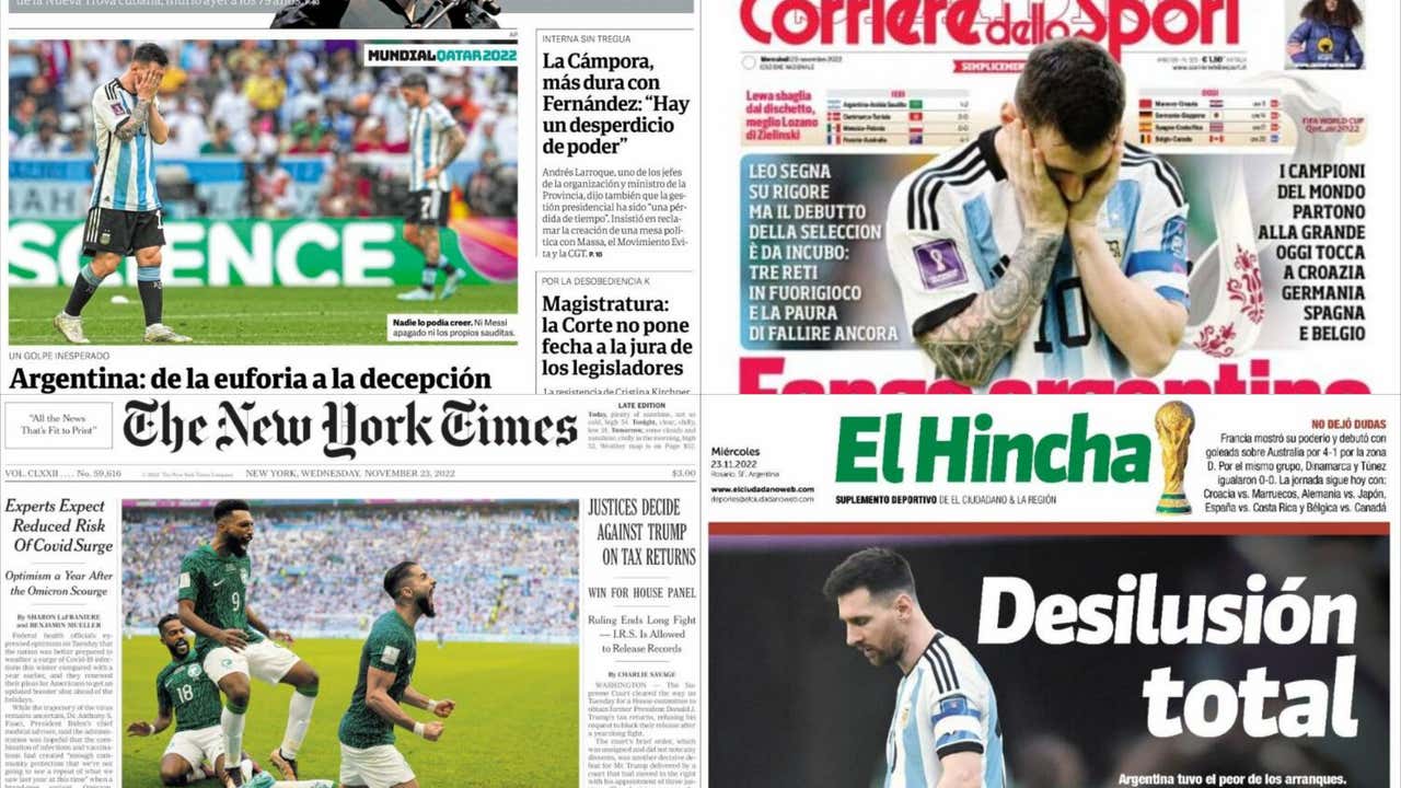 Las portadas de la prensa deportiva hoy 23 de noviembre 2022: La debacle de  Argentina ante Arabia Saudí da la vuelta al mundo 