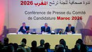 Fouzi Lekjaa, Moulay Hafid Elalamy and Rachid Talbi Alami Morocco 2026 World Cup Bid Press Conference Casablanca 2018