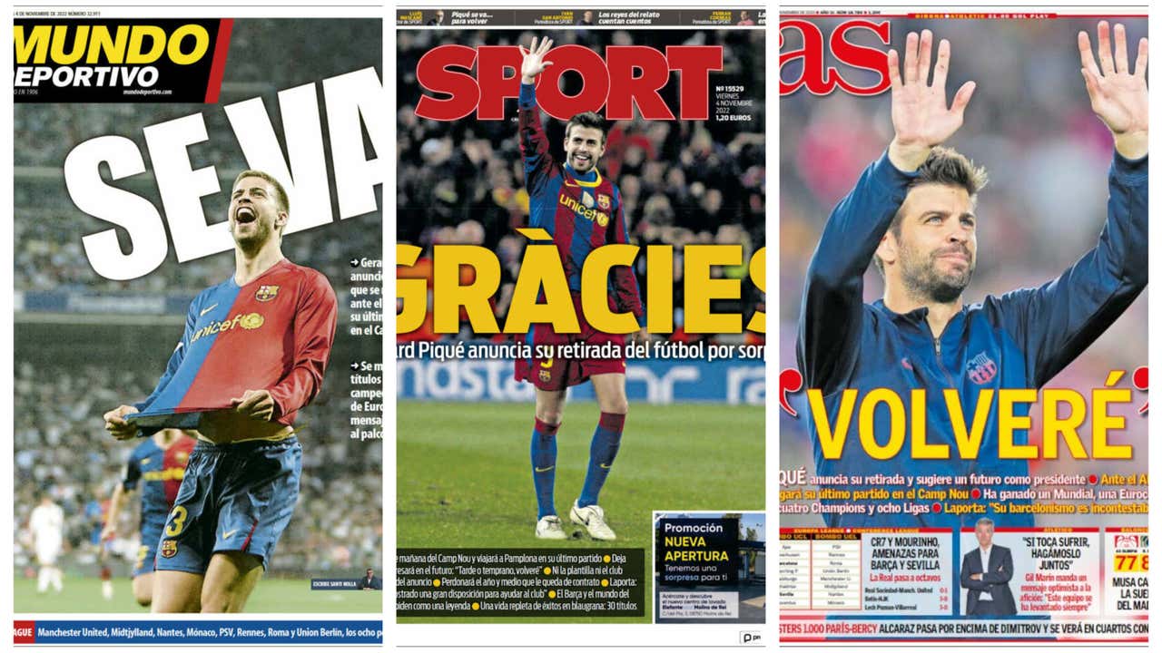 Las portadas de la prensa deportiva hoy 4 de noviembre 2022: Gerard Piqué  anuncia su retirada del fútbol 