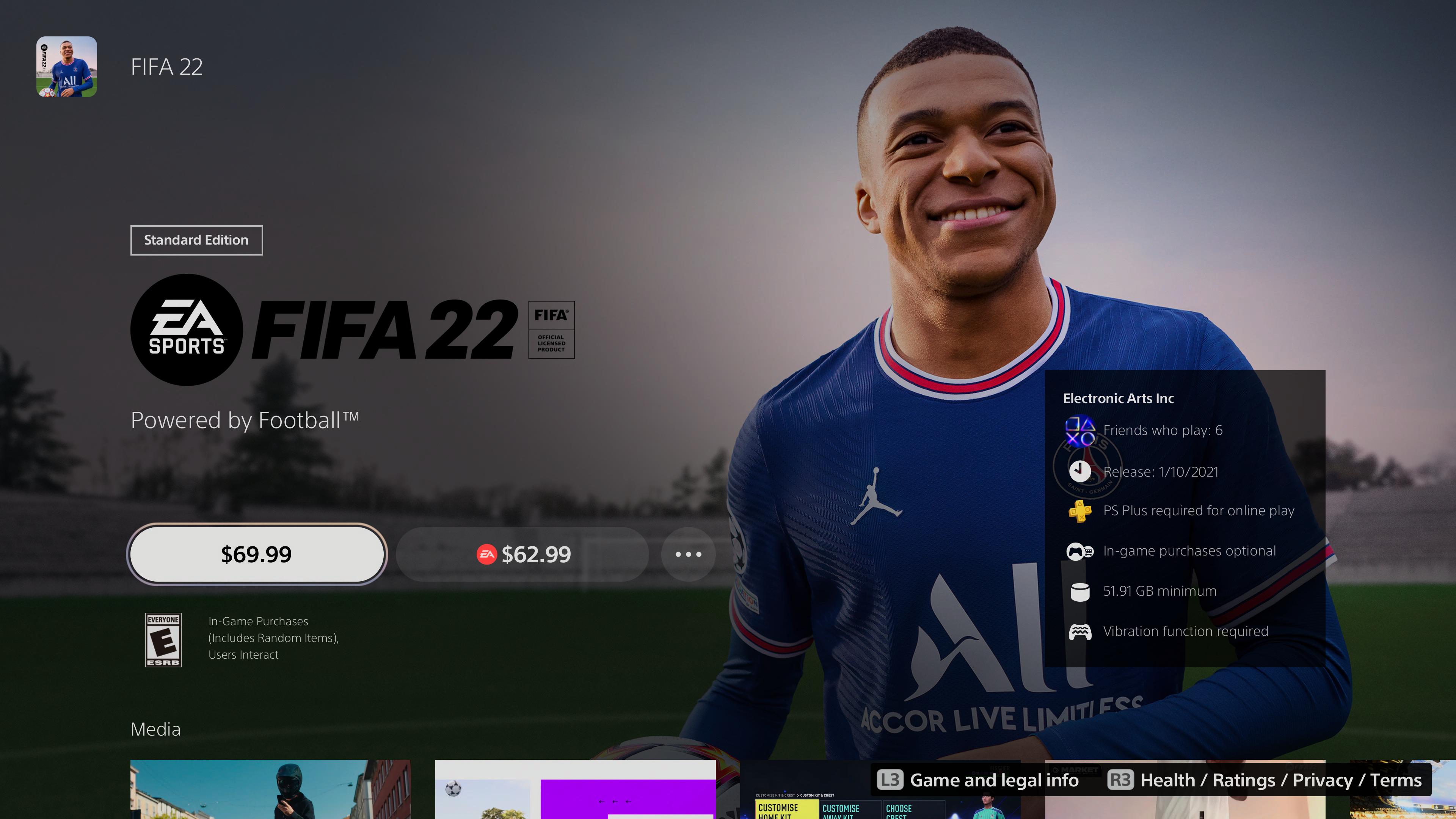 FIFA 22 no PC tem limite de ativação para só um computador, fifa