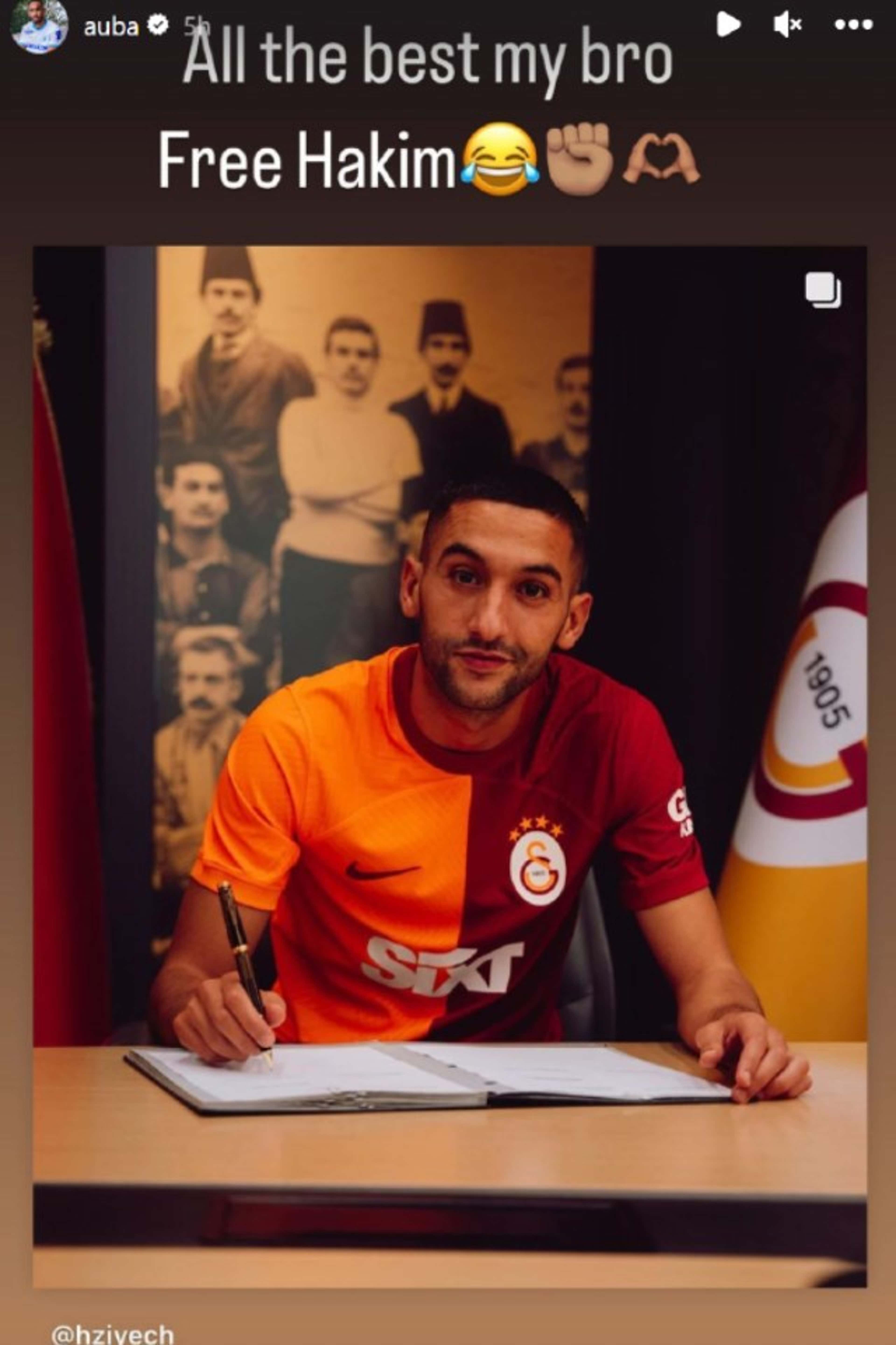 Free Hakim' - Aubameyang takes swipe at Chelsea in Instagram story as  Ziyech joins Galatasaray