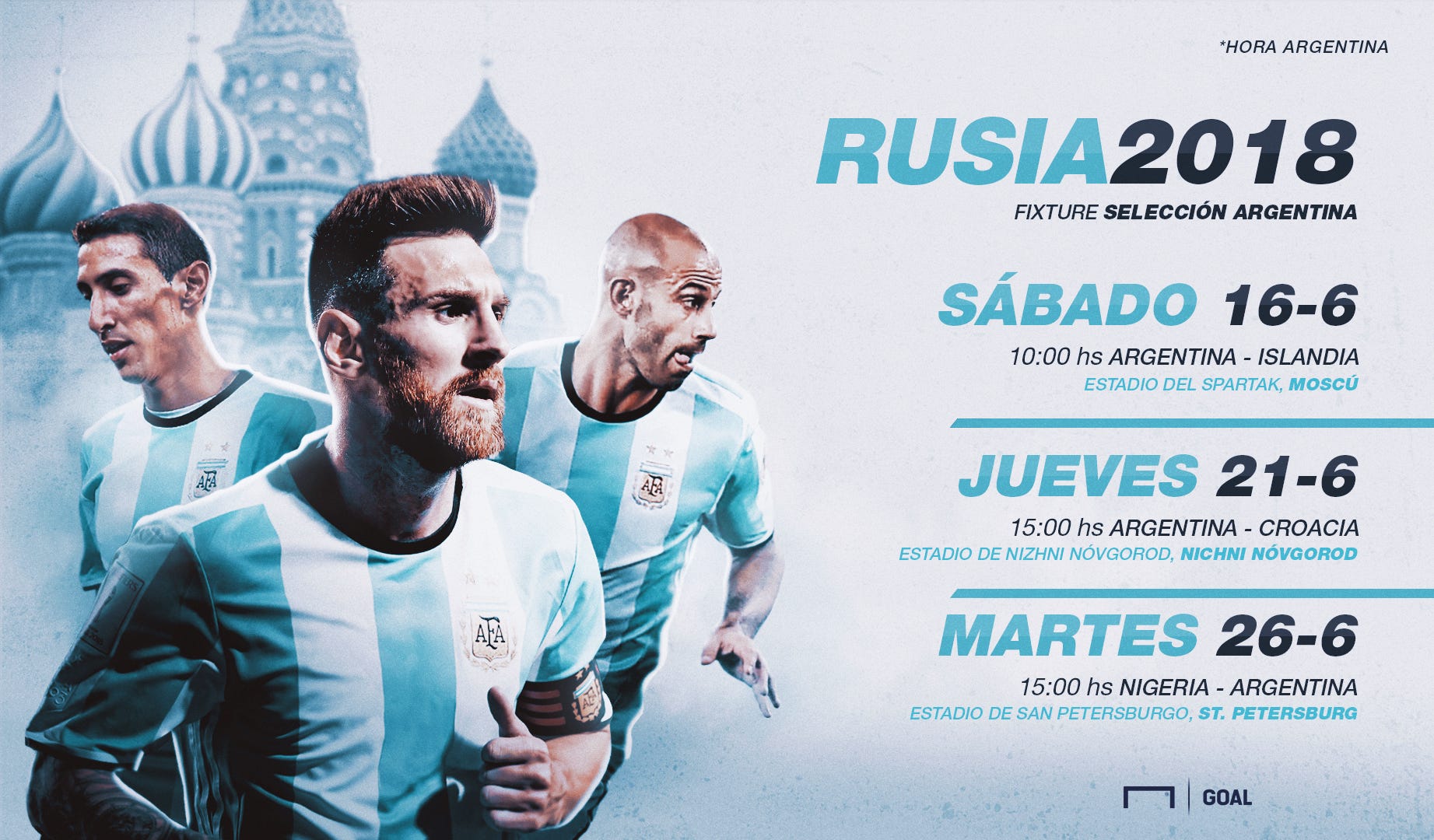 Calendario, días y horarios: así los grupos del Mundial 2018 Goal.com Argentina