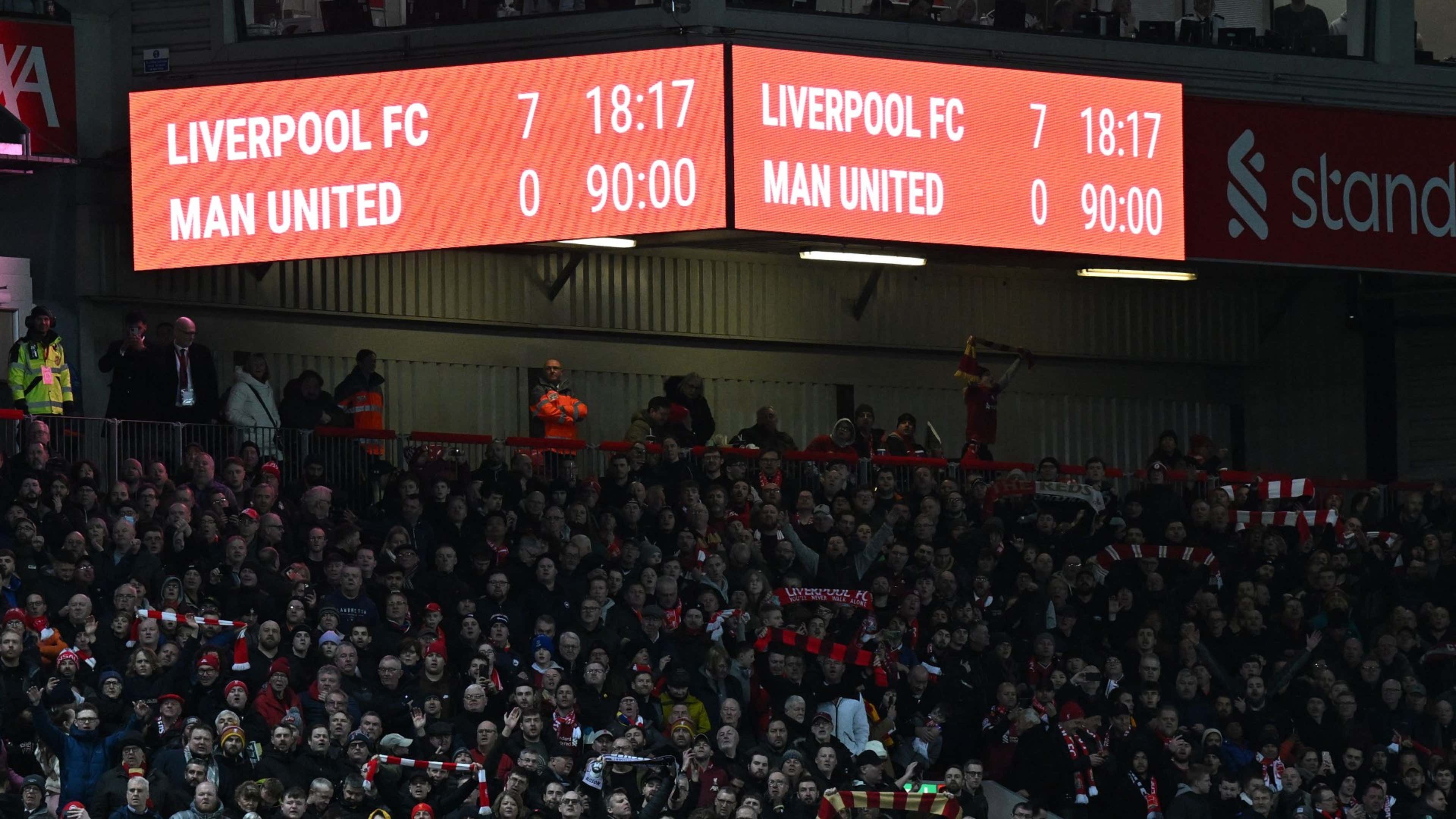 Liverpool Man Utd 7-0 scoreboard