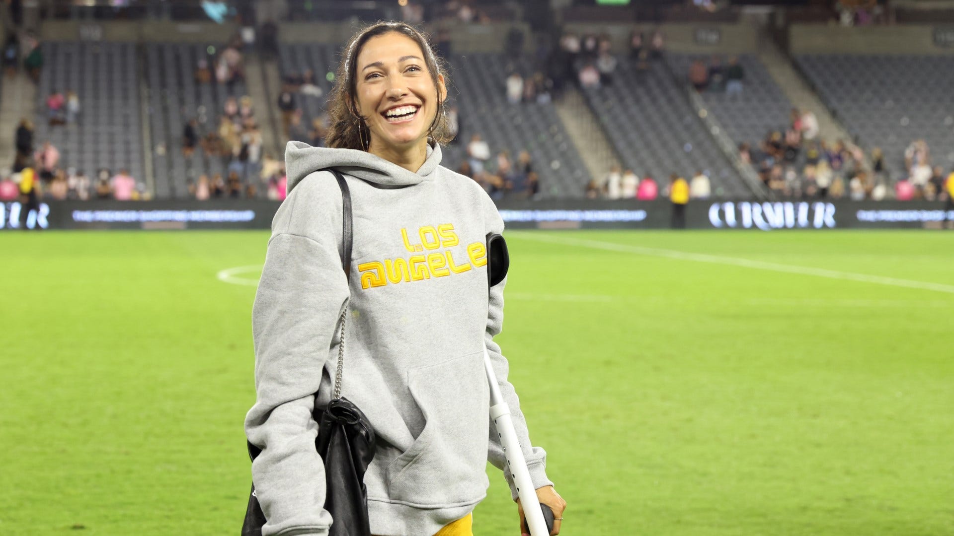 Why did @christenpress strip down to her sports bra on the field after the  game last night? Because a fan …