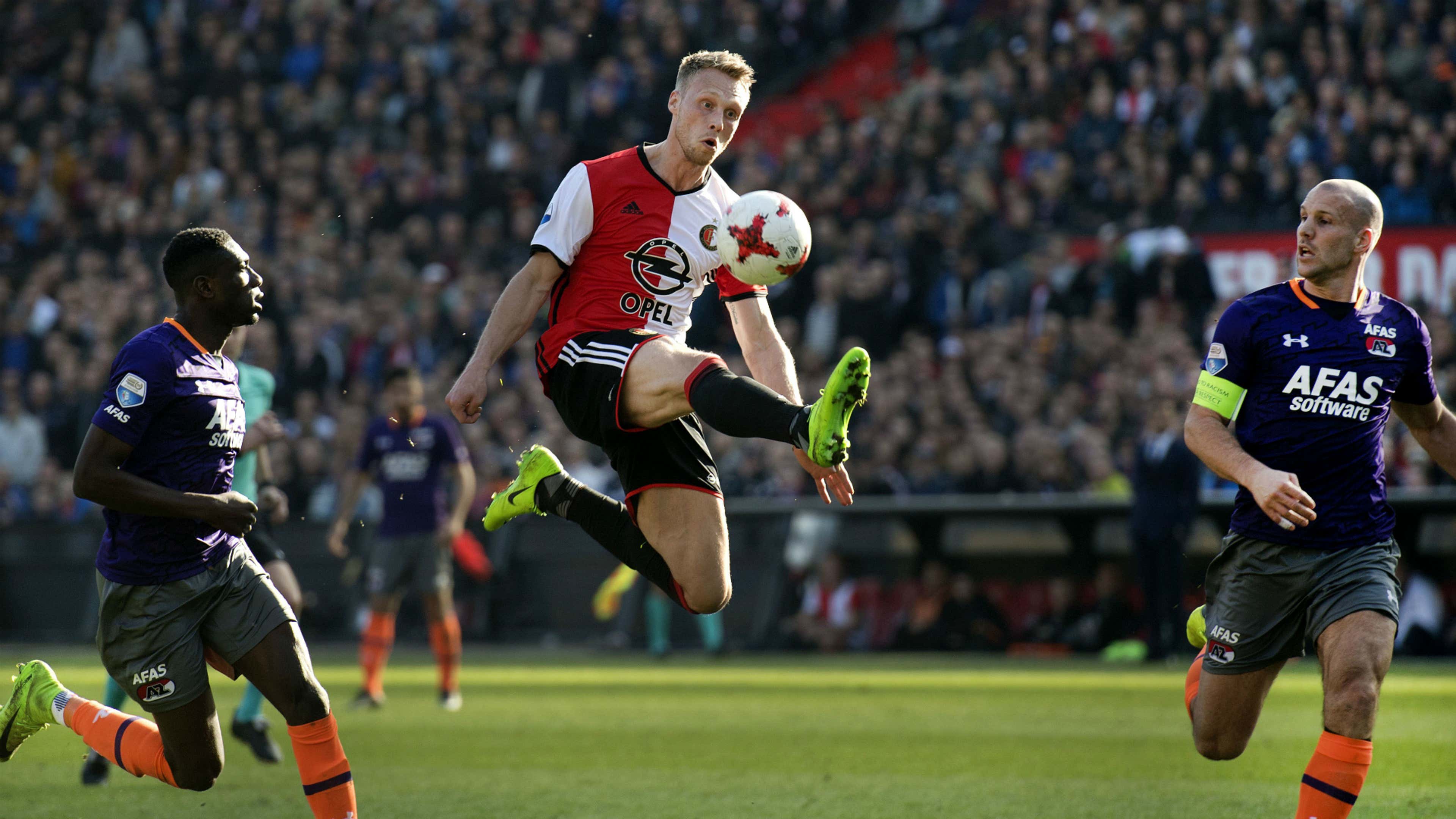 Feyenoord 3 AZ Alkmaar 0 in April 2018 at De Kuip. Feyenoord won the Dutch  KNVB Cup for the 13th time .