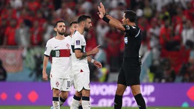 Bruno Fernandes referee Portugal Morocco World Cup 2022