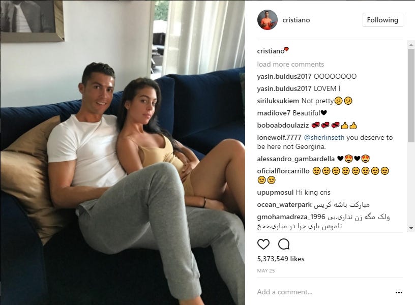 Ronaldo, Georgina Insta post