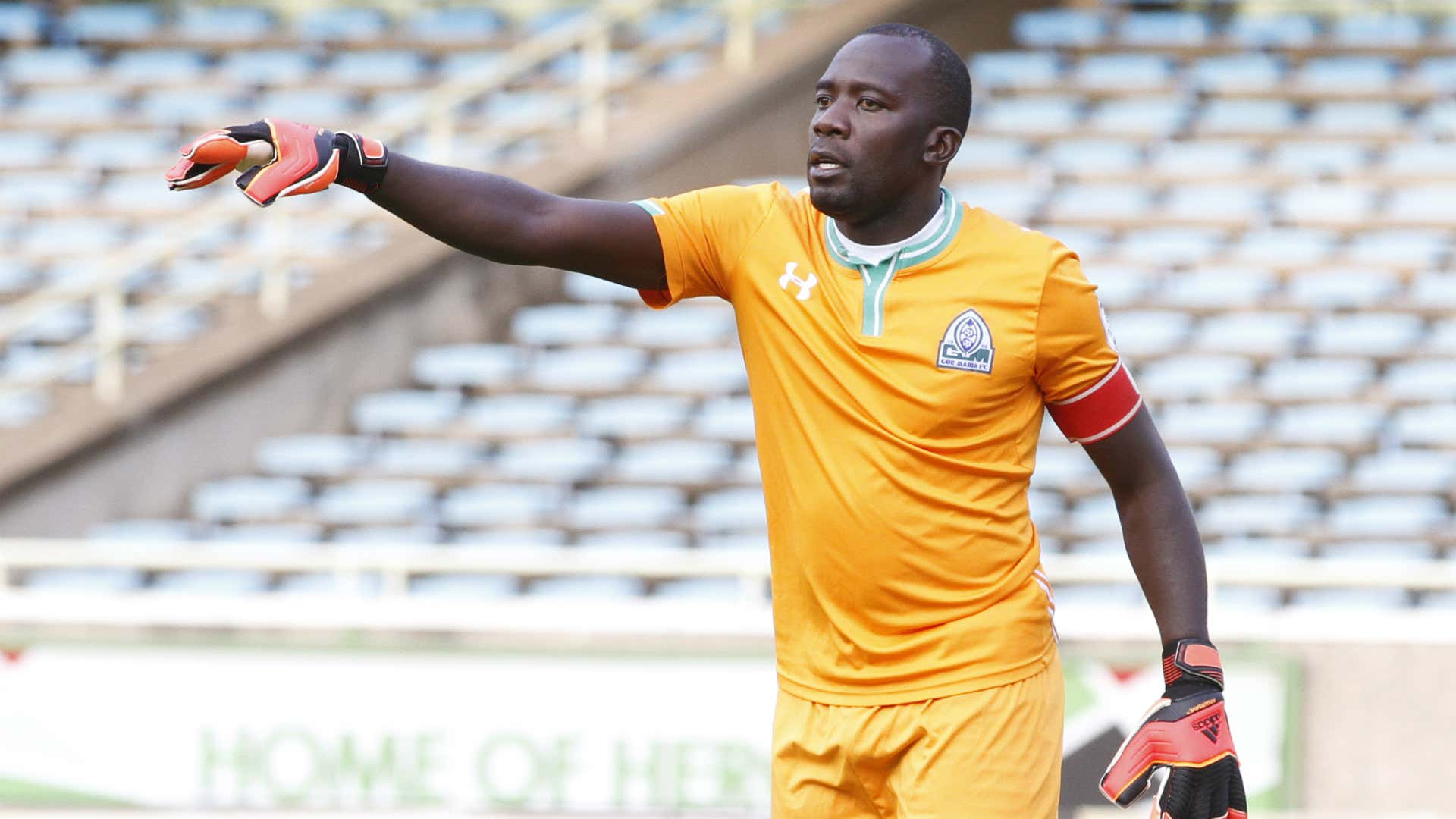 Gor Mahia goalie Jerim Onyango react against Palos FC