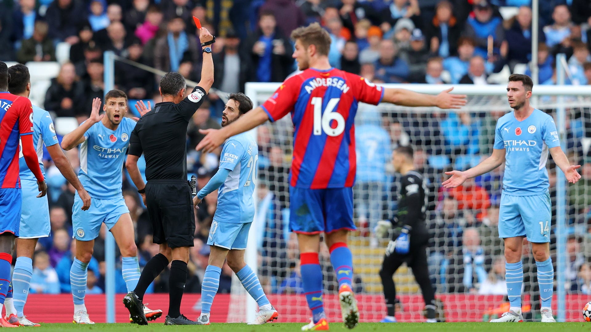 Aymeric Laporte, red card, Man City vs Crystal Palace 2021-22