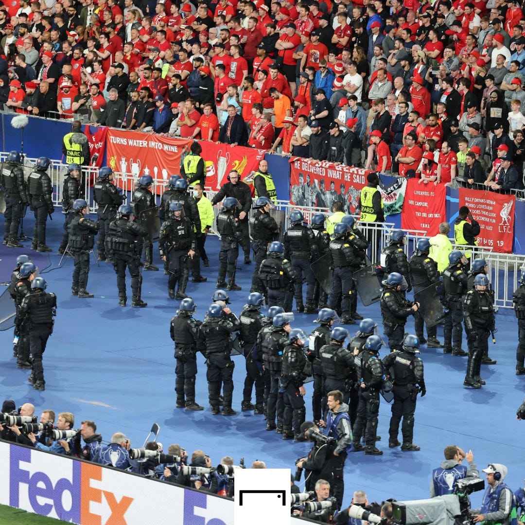 Liverpool fans riot police 2022