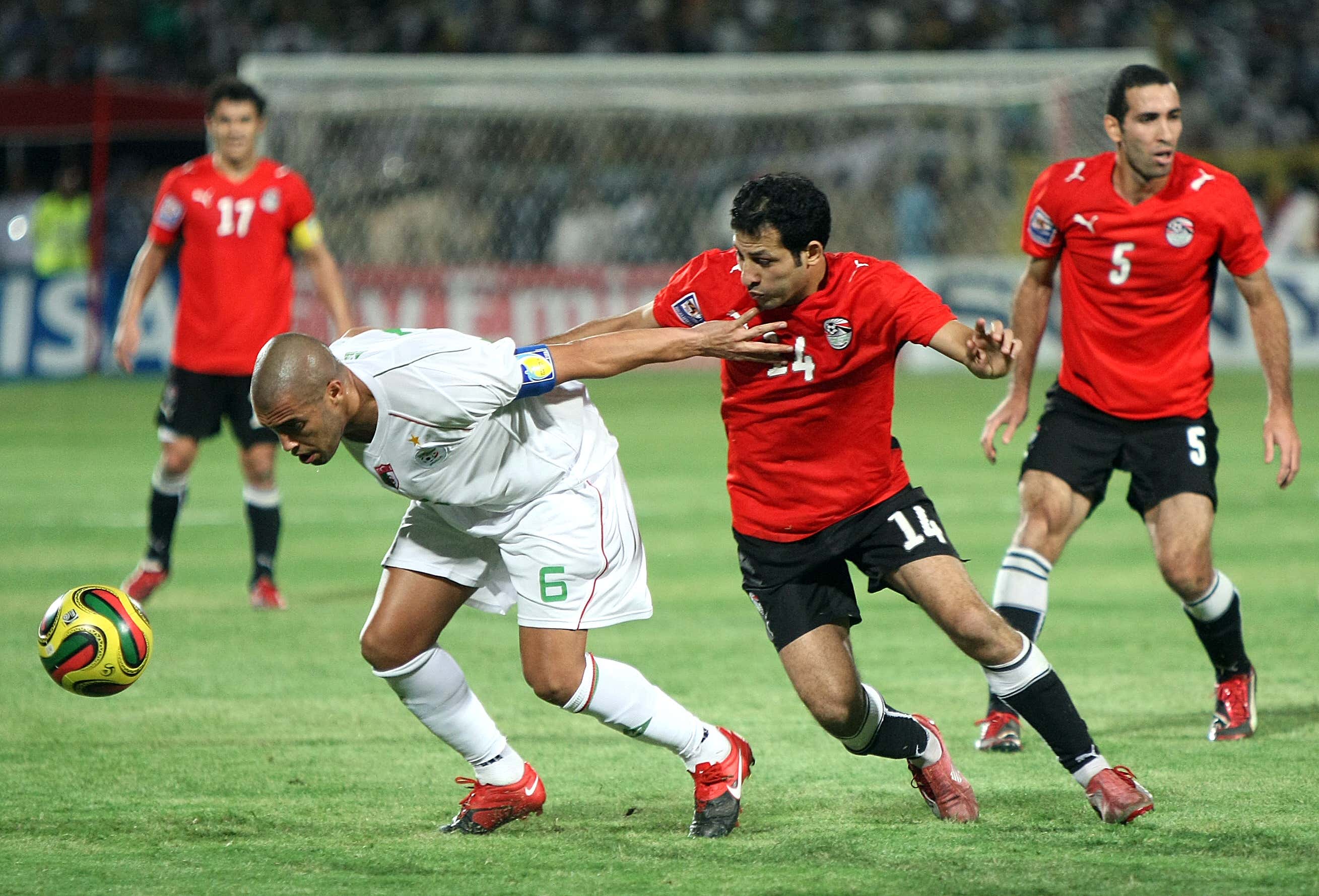 Egypt's Sayed Moawad  Algeria's Yazid Mansouri World Cup qualifying2010