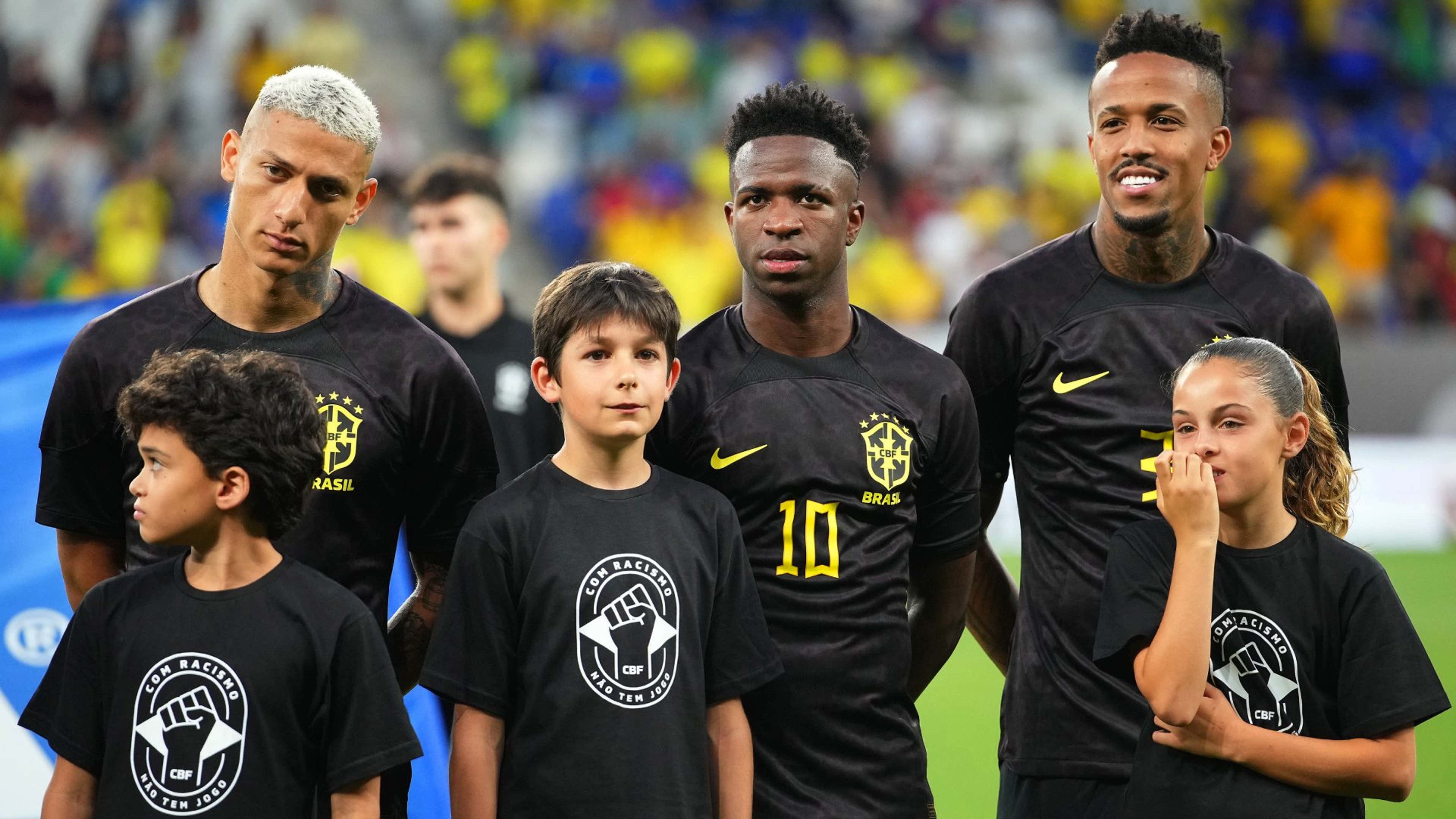 Brazil show support for Vinicius Junior with allblack kit in anti