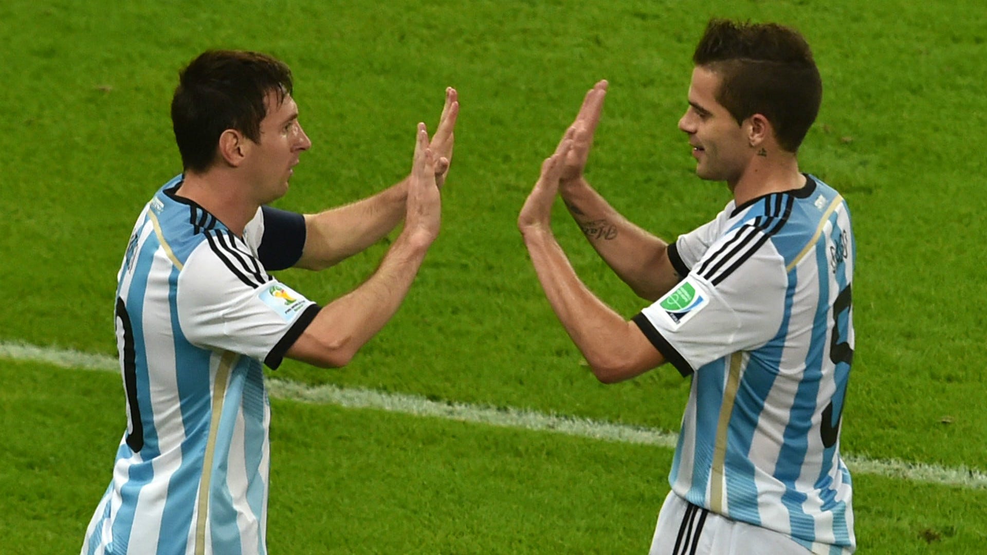 Lionel Messi Fernando Gago Argentina World Cup 2014