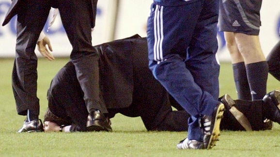 Juande Ramos Sevilla manager knocked unconscious  2007