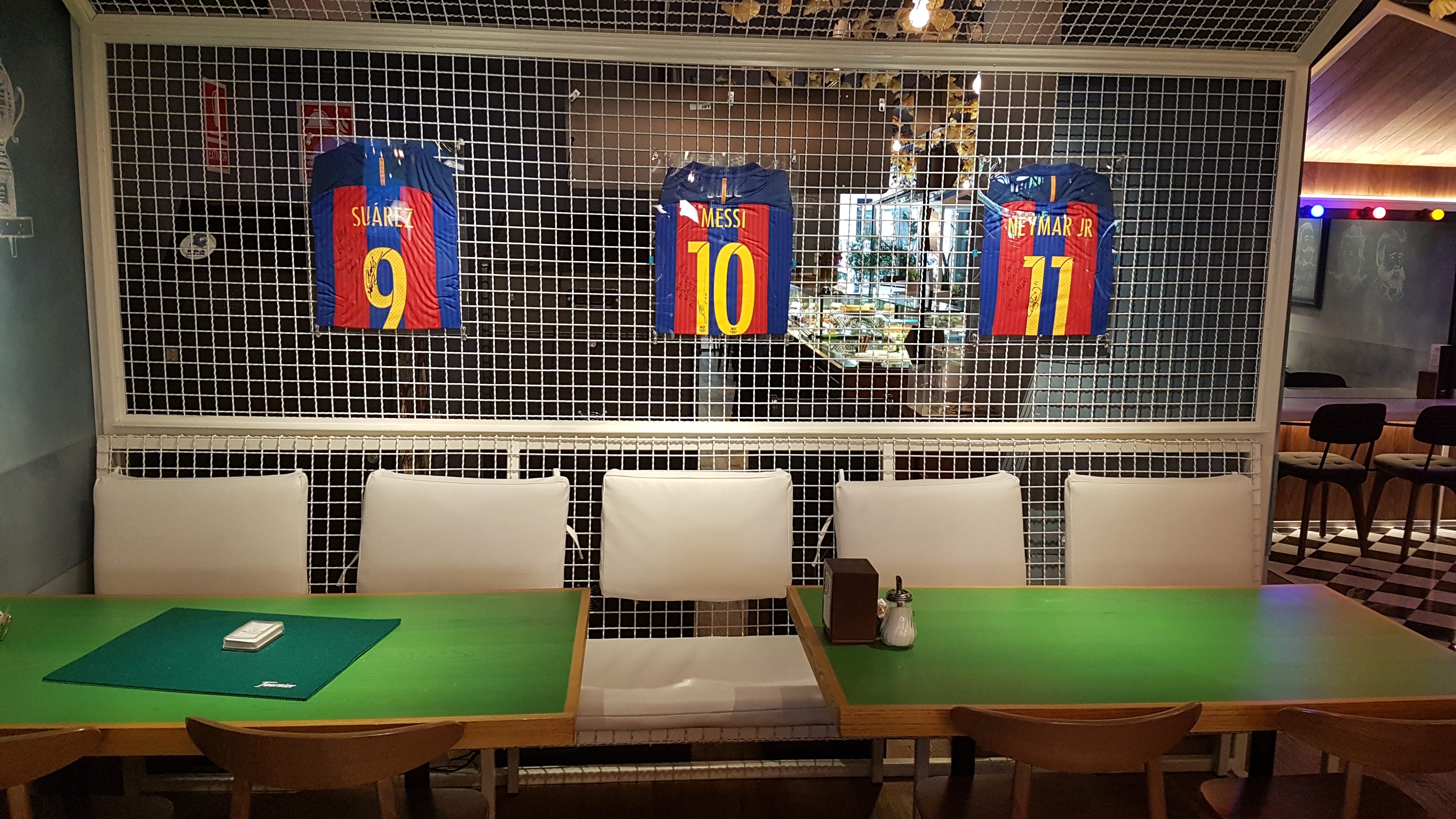 MSN signed shirts Messi restaurant