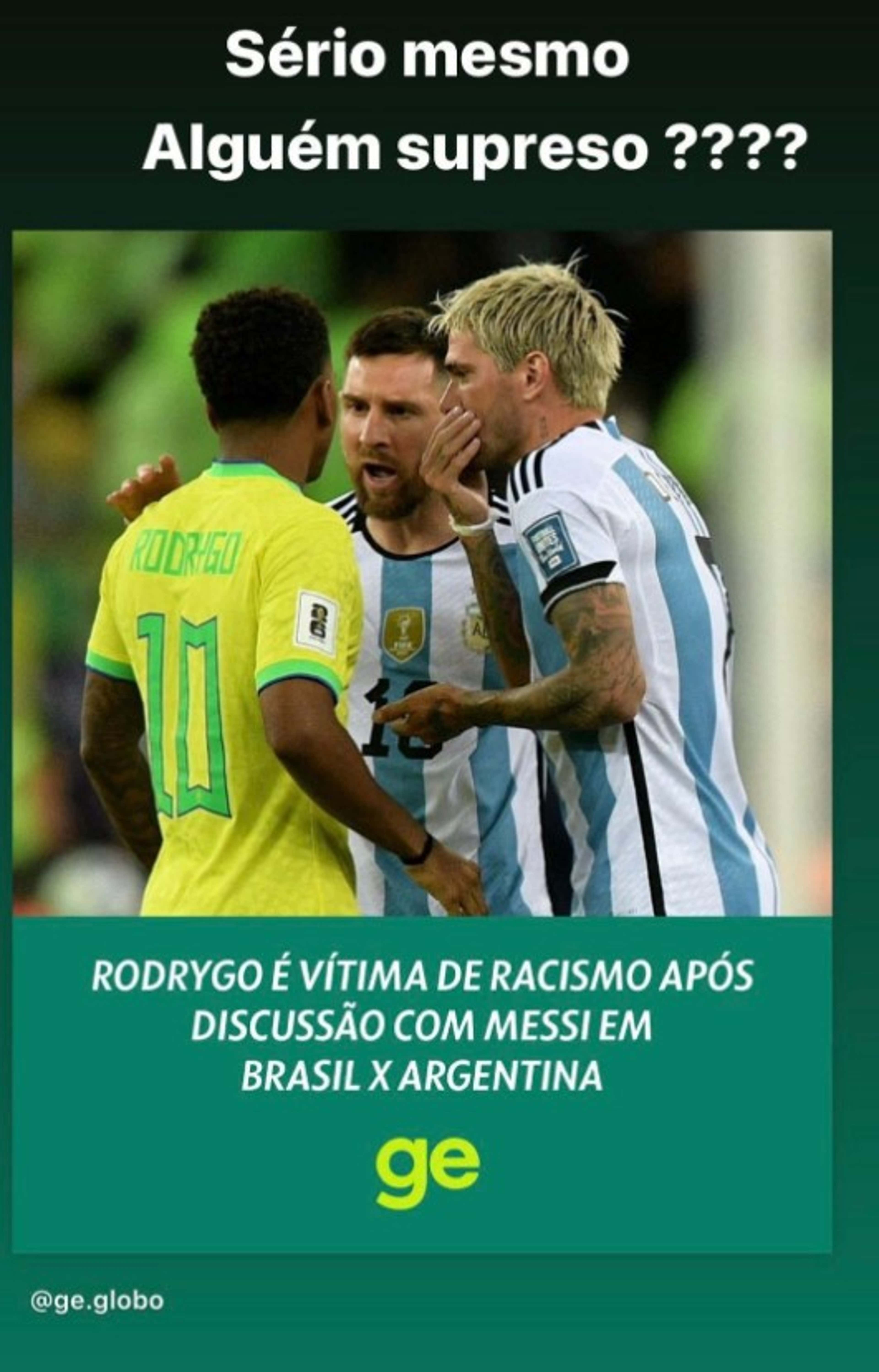 Jogou no PSG disse isto sobre confusão com Rodrygo em Brasil x Argentina