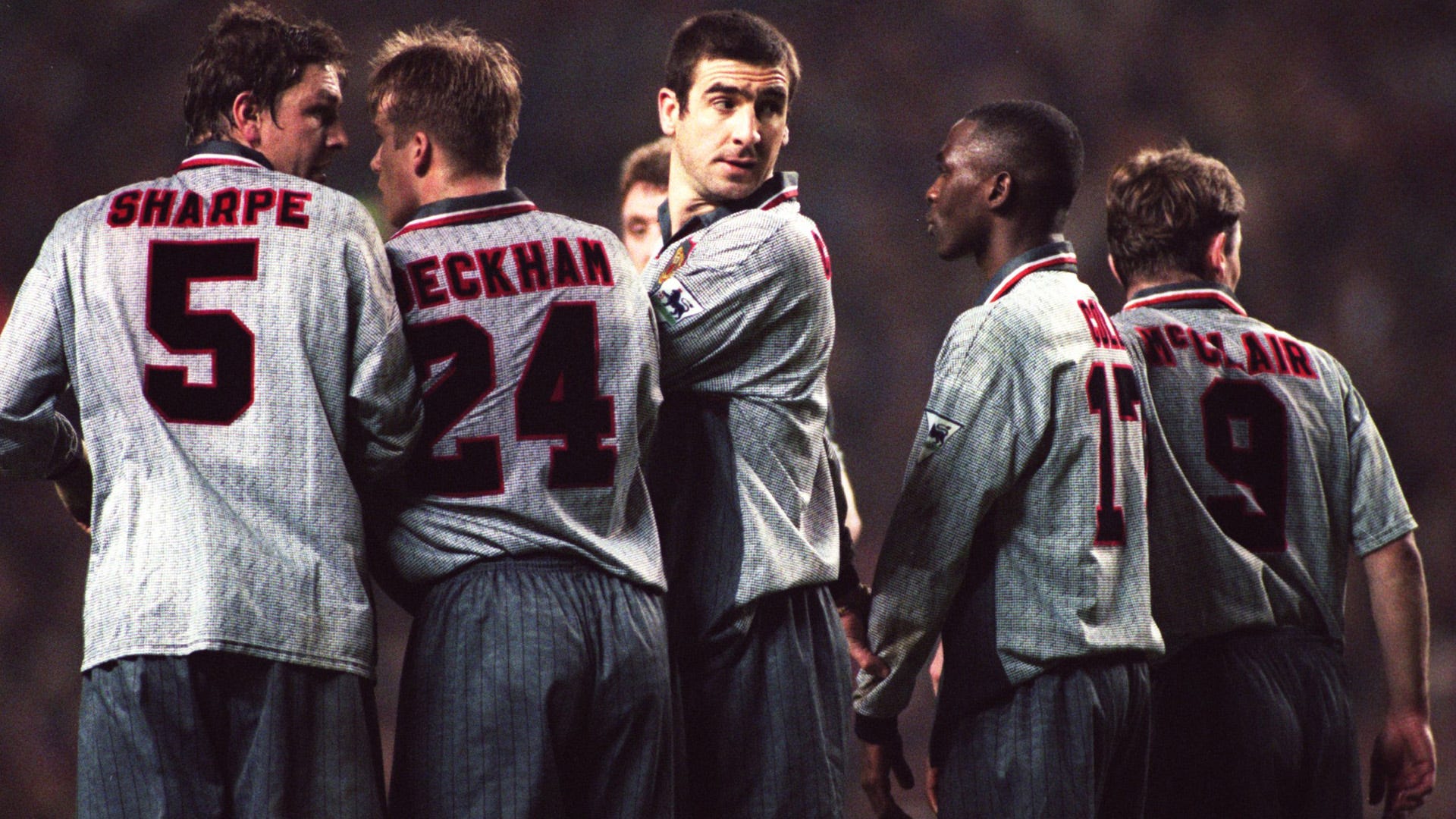 Lee Sharpe David Beckham Eric Cantona Andy Cole Brian McClair Manchester United 1996