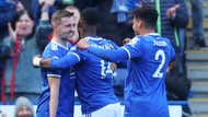 Leicester celebrate Castagne goal vs Brentford