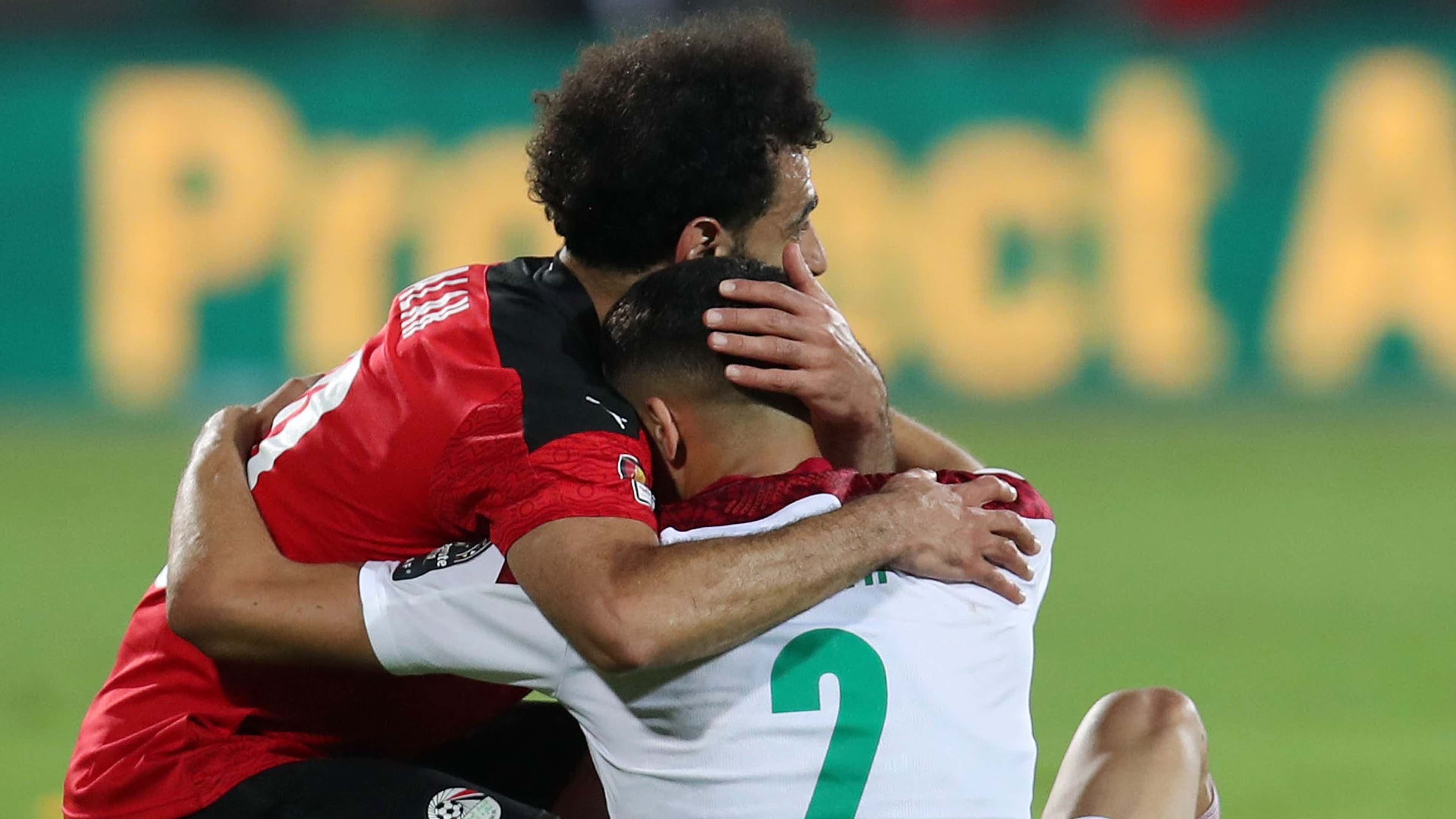Mohamed Salah of Egypt with Achraf Hakimi of Morocco.
