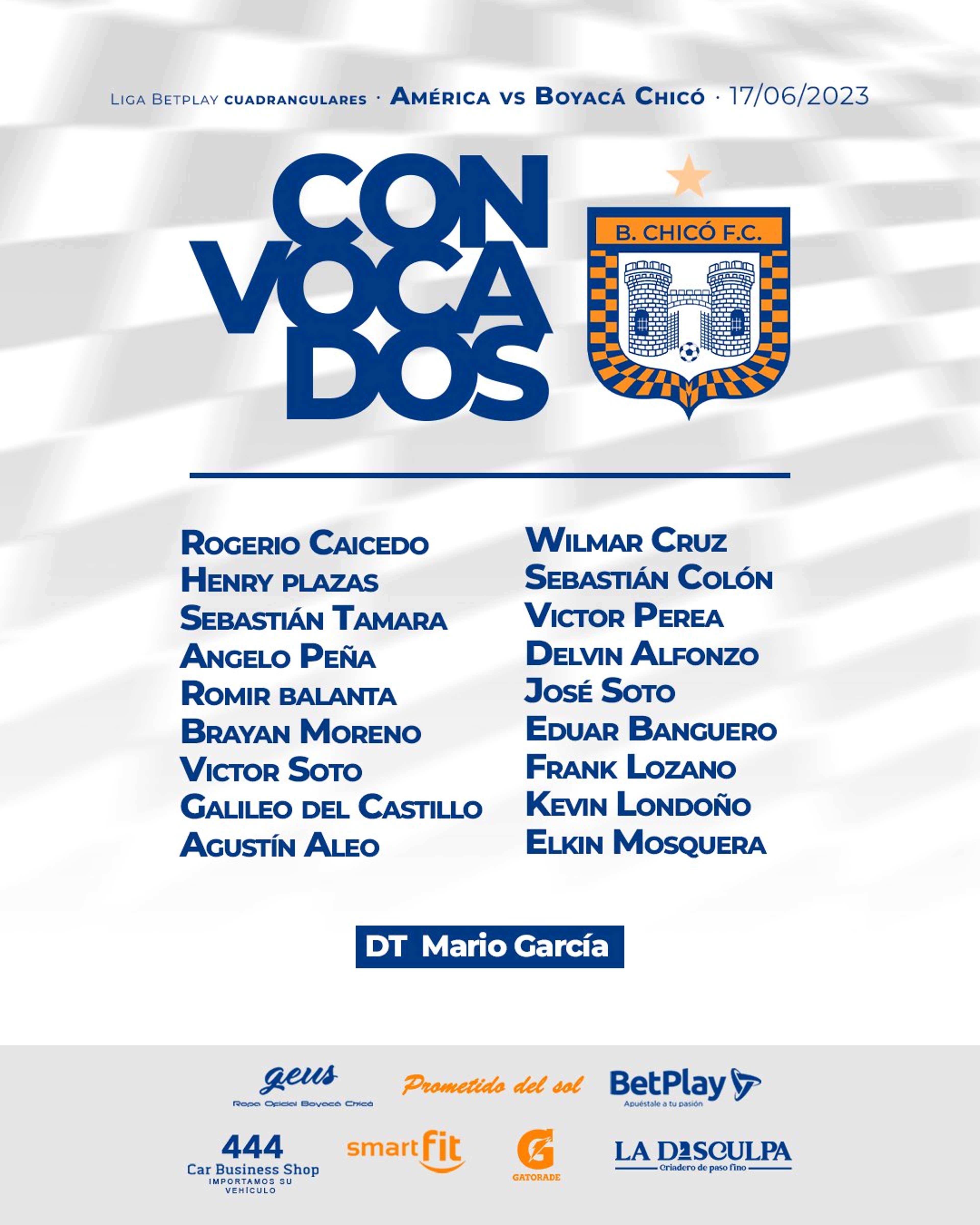 Convocados Chicó Fecha 6 Liga BetPlay 2023