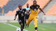 Reeve Frosler of Kaizer Chiefs challenged by Siphesihle Ndlovu of Orlando Pirates