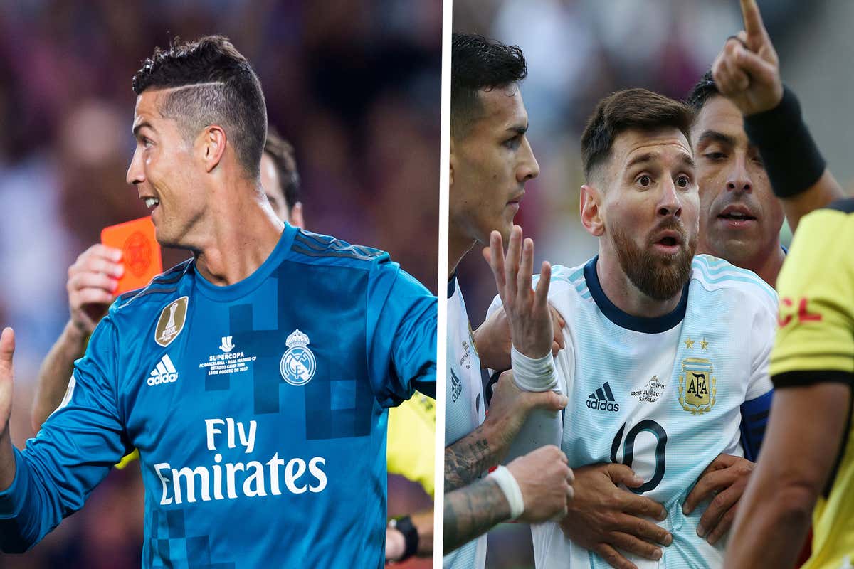 Forlænge Gennemsigtig Meget rart godt Who has more red cards in their career: Lionel Messi or Cristiano Ronaldo?  | Goal.com