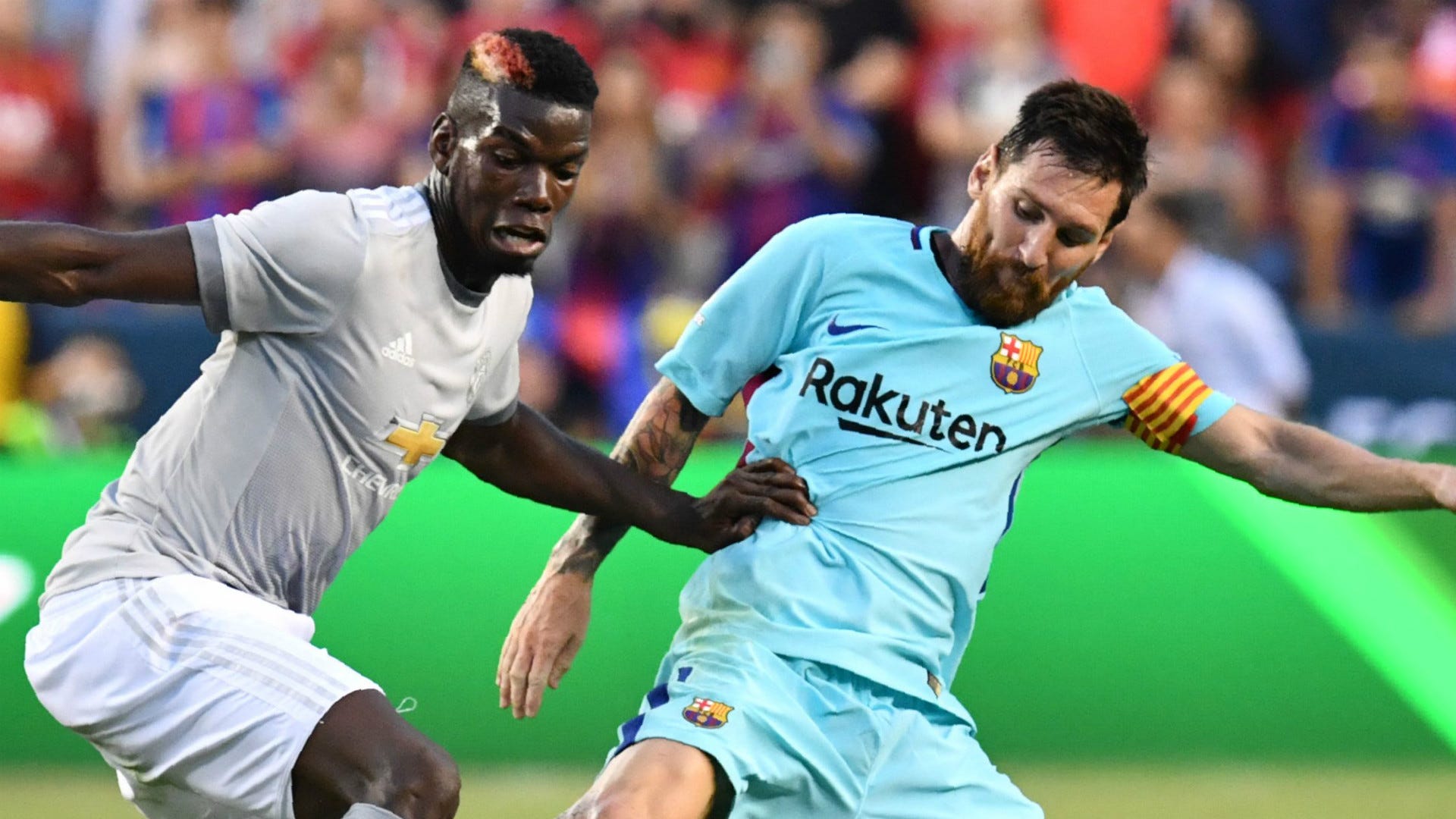 Paul Pogba Lionel Messi Manchester United Barcelona 2017-18