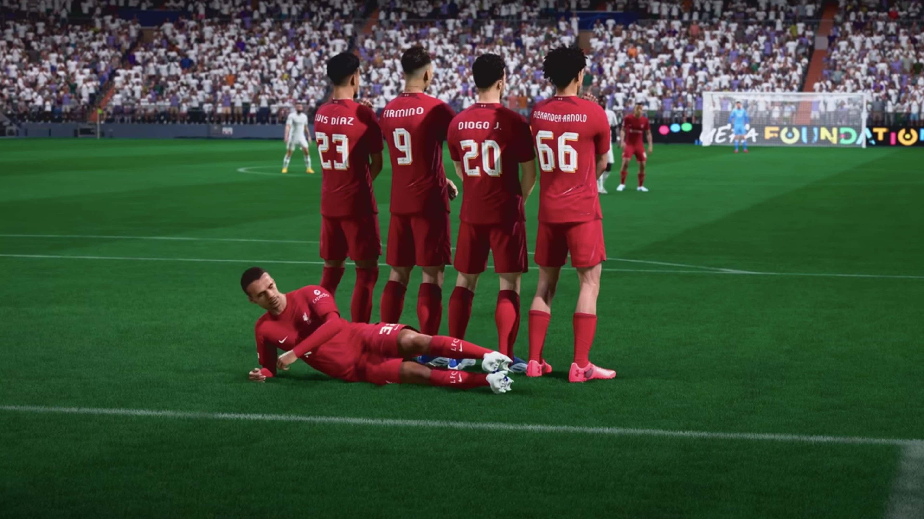 FIFA 23 free kick Liverpool wall