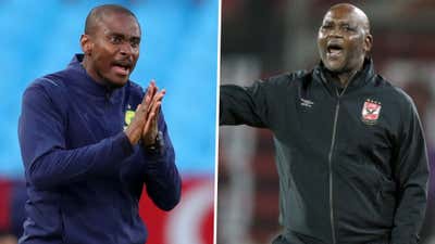 Mamelodi Sundowns co-head coach Rulani Mokwena and Pitso Mosimane.