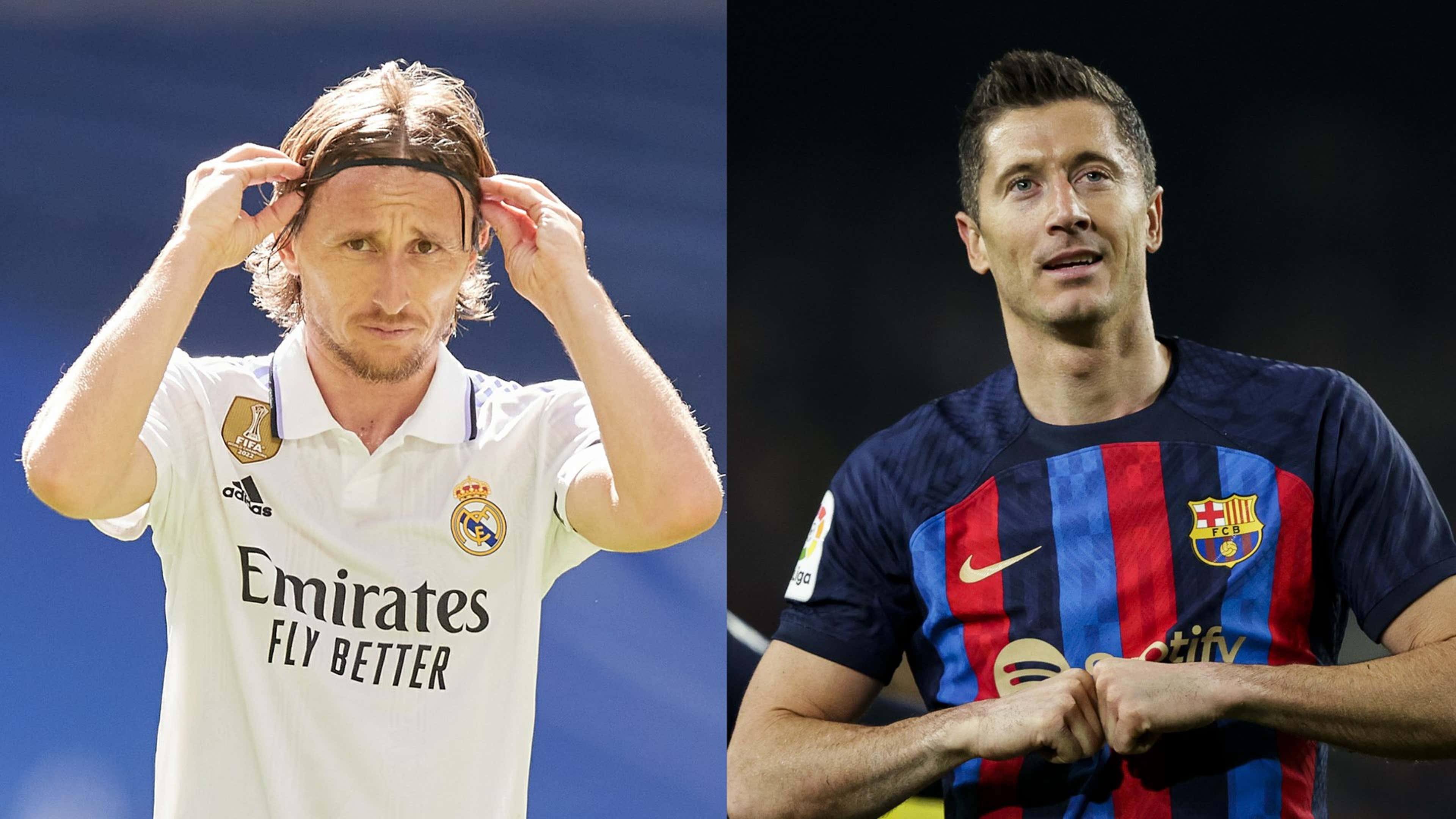 Luka Modric Real Madrid and Robert Lewandowski Barcelona 2022-23
