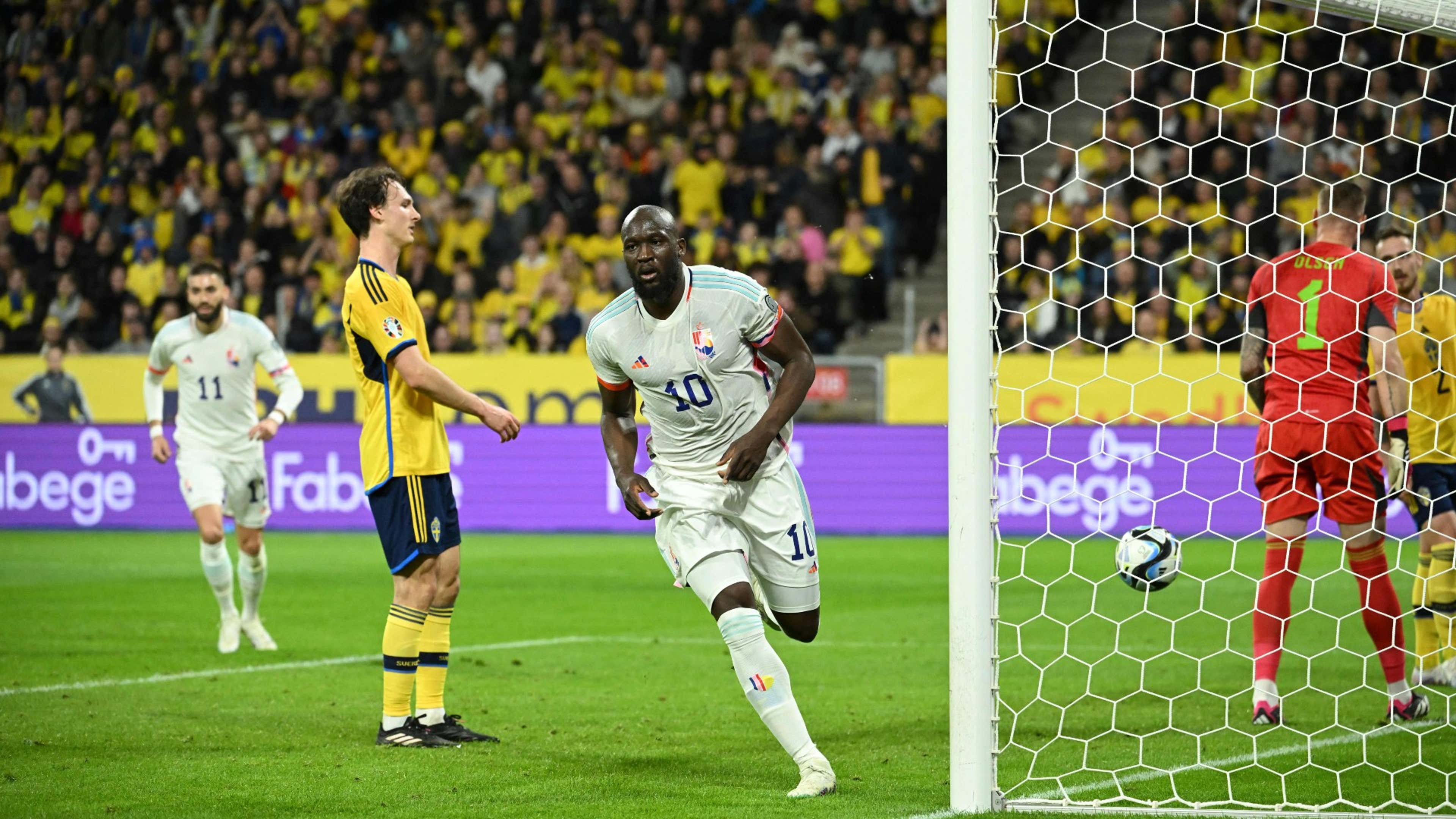 Lukaku scores Sweden vs Belgium 2023