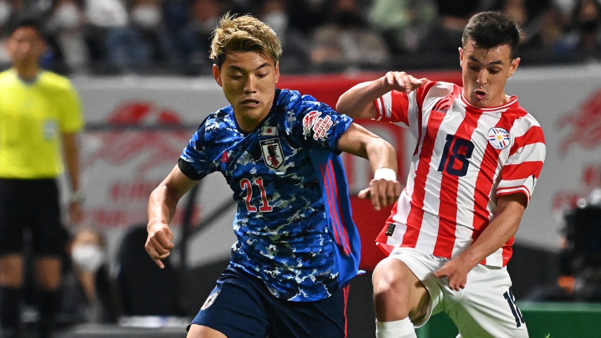 パラグアイ戦速報 浅野 鎌田が得点 日本代表 前半は2点を奪取 Goal Com 日本