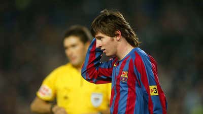 Lionel Messi sporting a mullet in 2005 for Barcelona