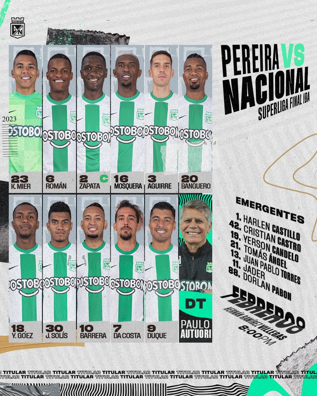 Nómina Atlético Nacional Superliga Ida 2023