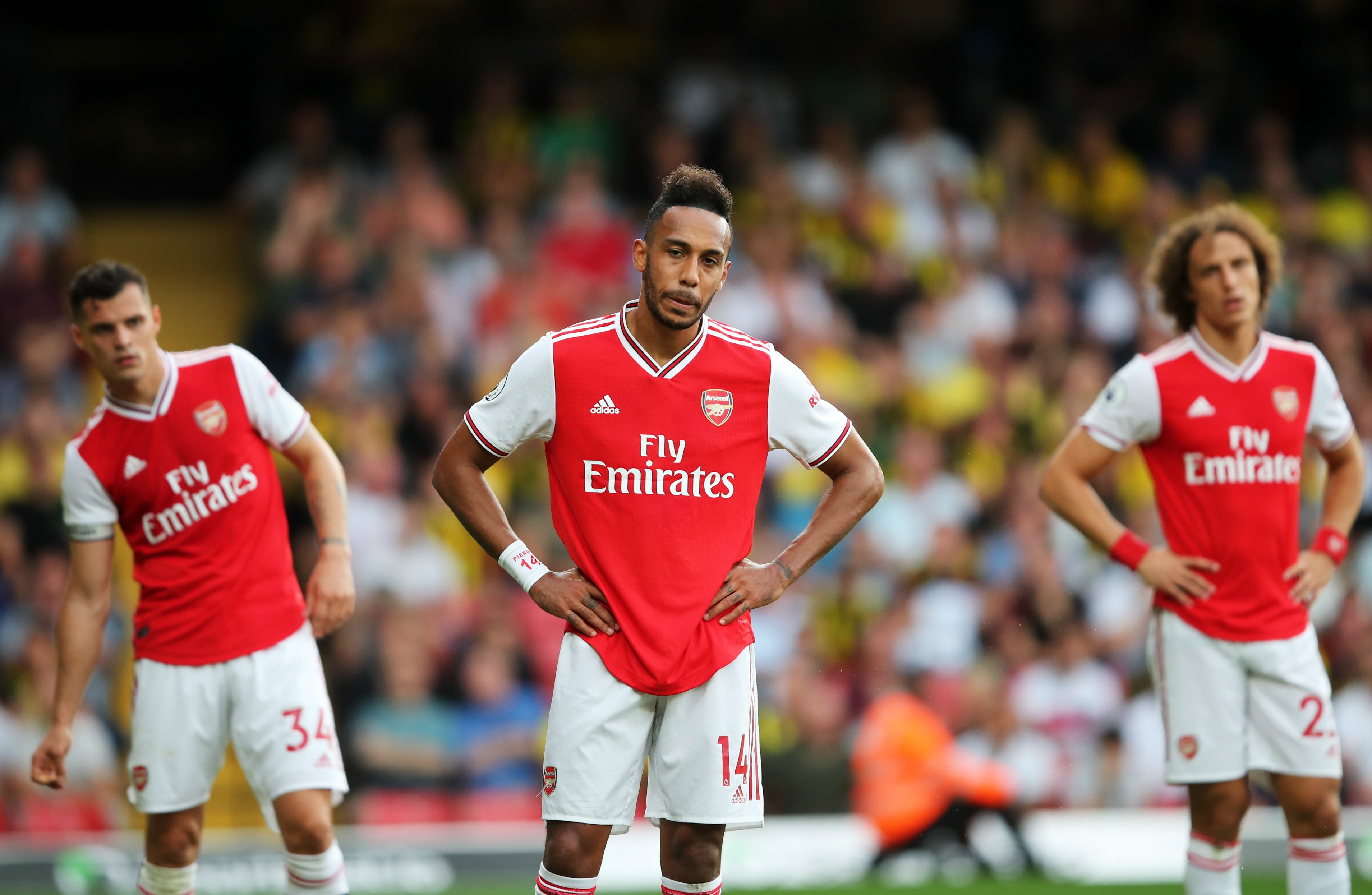 David Luiz, Pierre-Emerick Aubameyang, Granit Xhaka, Watford v Arsenal, 2019