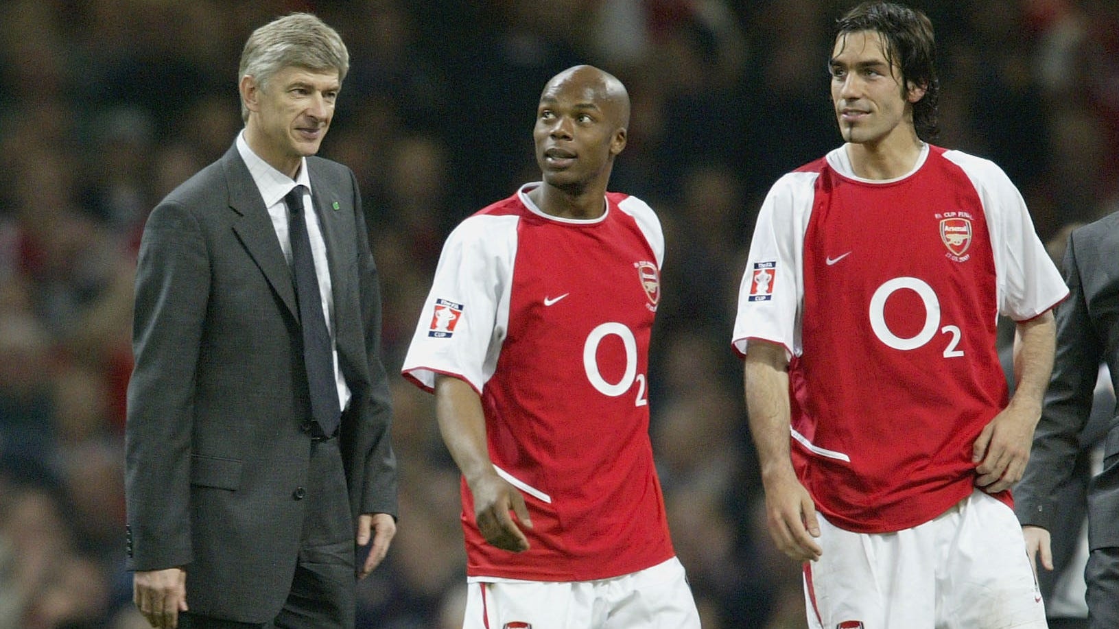 Arsene Wenger, Sylvain Wiltord & Robert Pires | Arsenal | 2003