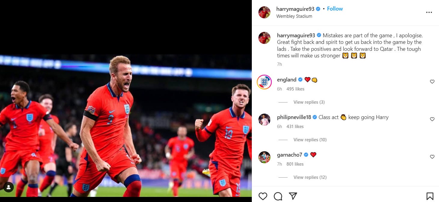 Harry Maguire England Germany apology