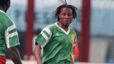 Cyrille Makanaky of Cameroon, 1990