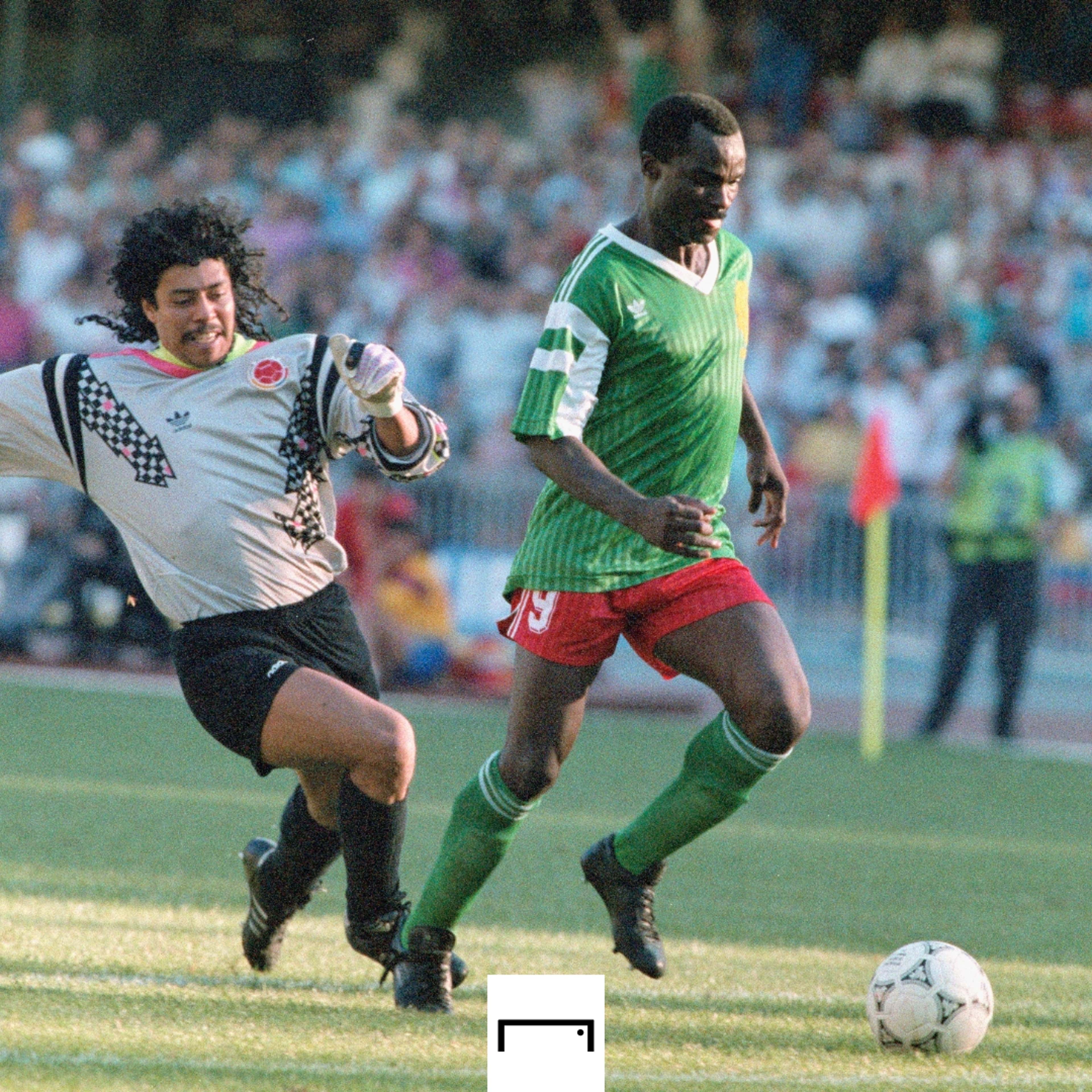 Roger Milla Rene Higuita Cameroon Colombia 1990 World Cup GFX