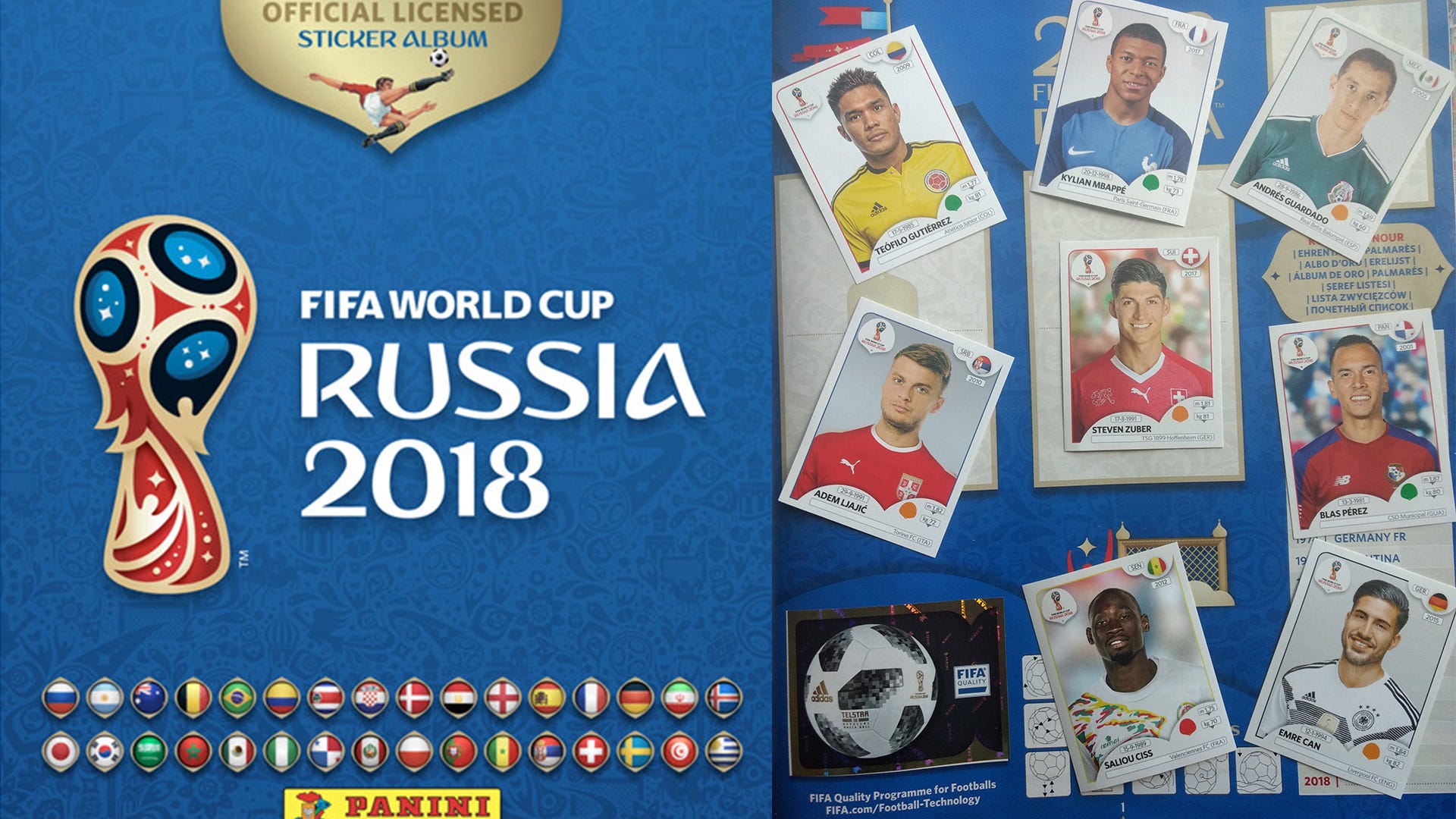 Empty Album 100 stickers Unique Checklist PANINI World Cup Russia 2018 