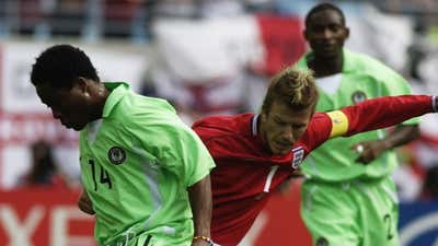 Ifenanyi Udeze of Nigeria, England's David Beckham, 2002