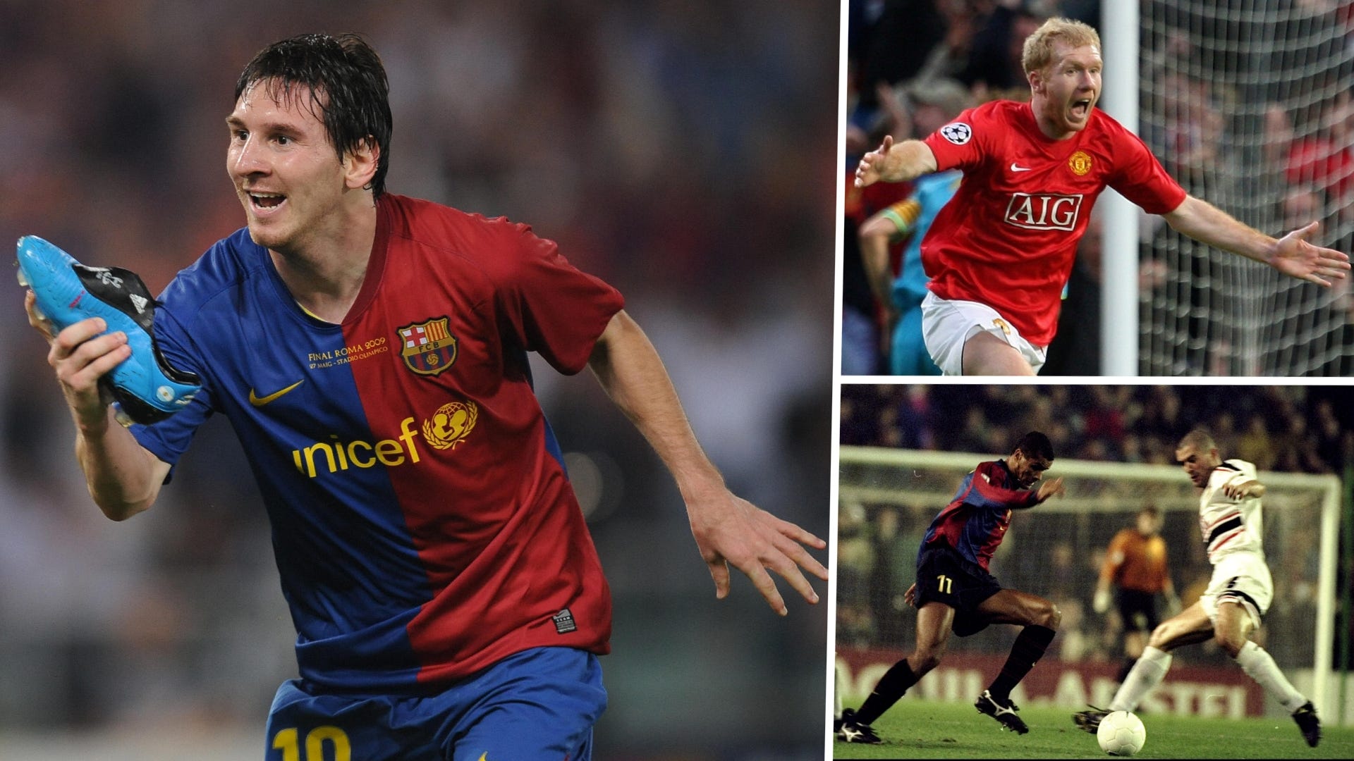 Lionel Messi Paul Scholes Rivaldo Roy Keane Barcelona Man Utd GFX