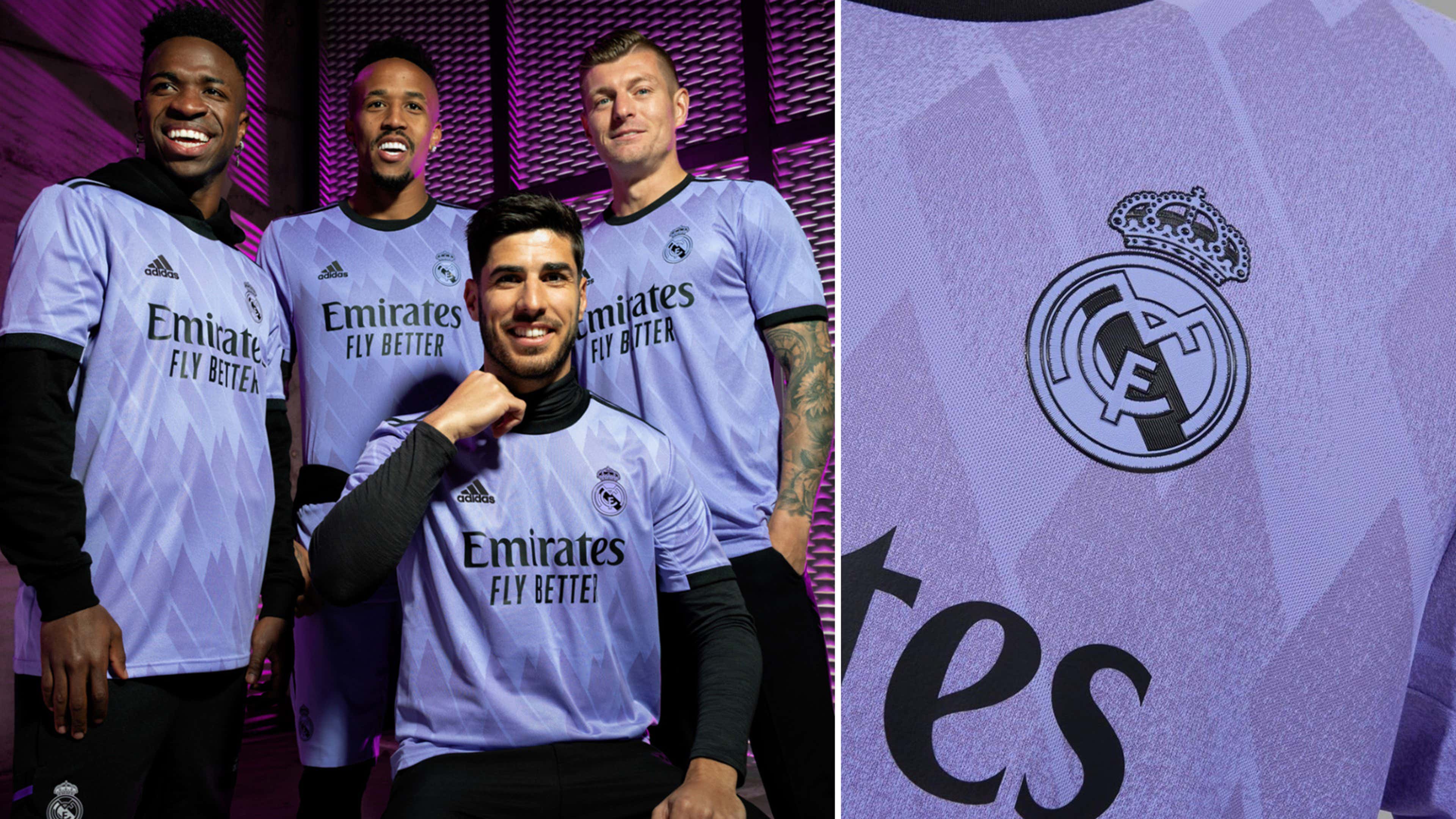 onderbreken Resoneer leiderschap Real Madrid release eye-catching lavender 2022-23 away shirt | Goal.com