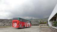 Tunisia bus arriving at Stade Limbe