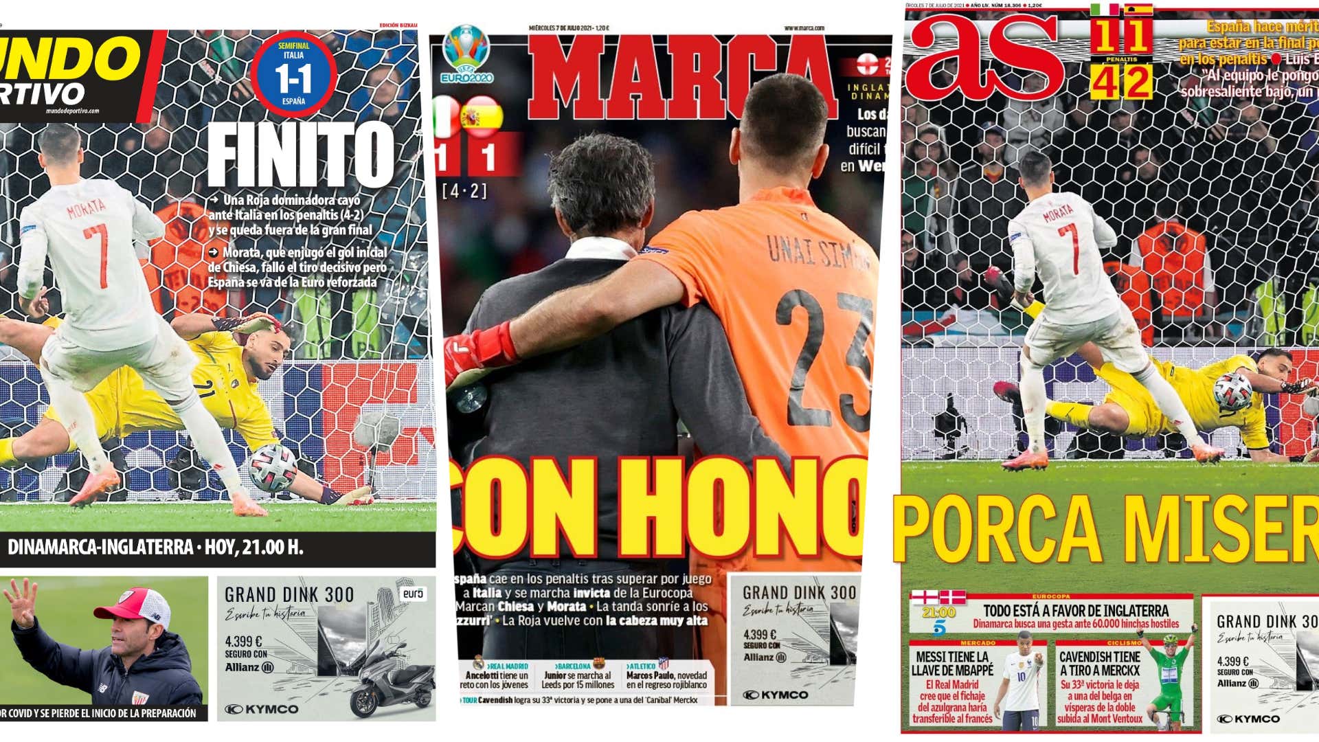 Las portadas de la prensa deportiva hoy 7 de julio 2021: España cae con  honor ante Italia en los penaltis 