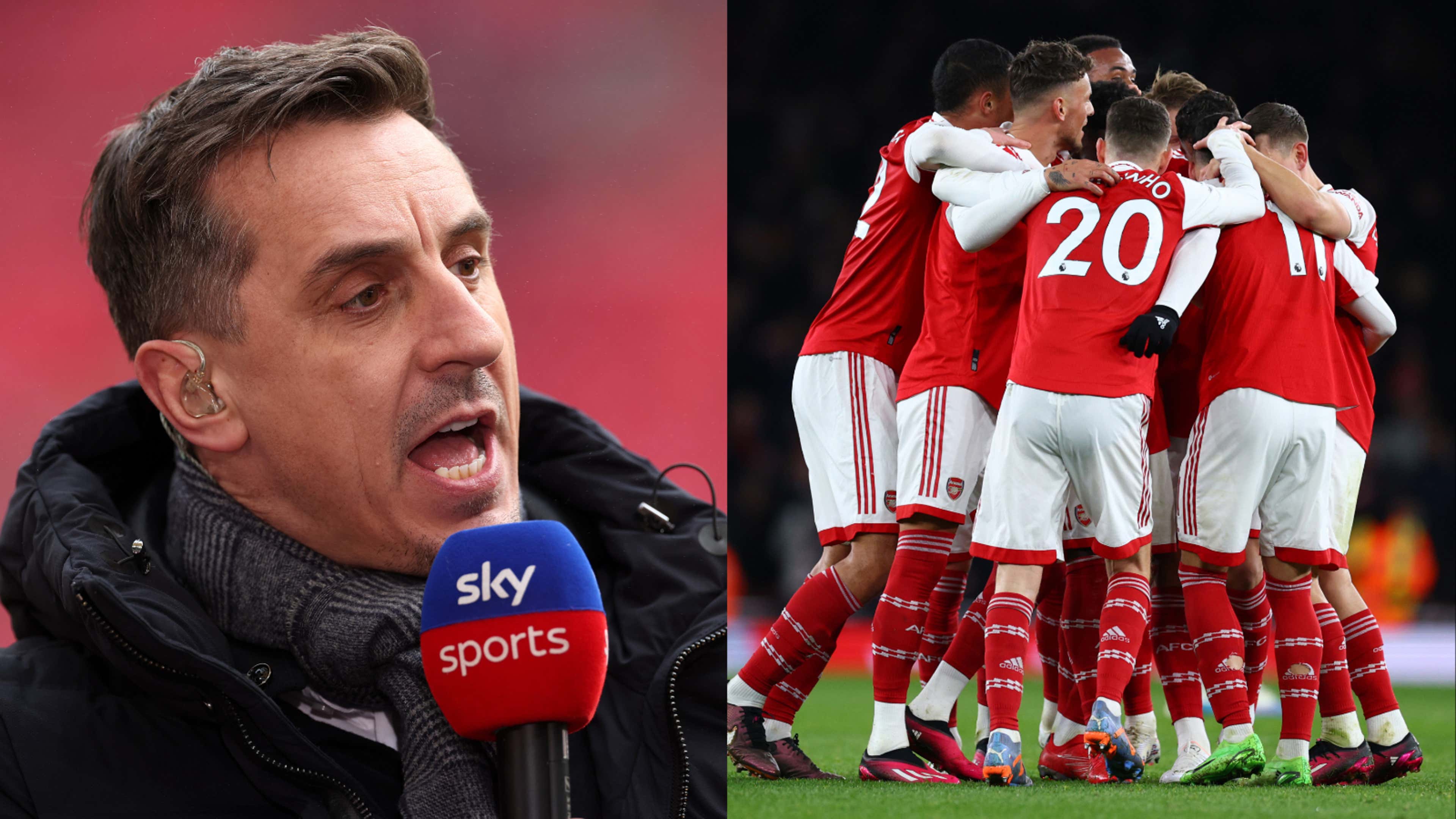 Gary Neville agrees to 'wear an Arsenal shirt saying champions' if