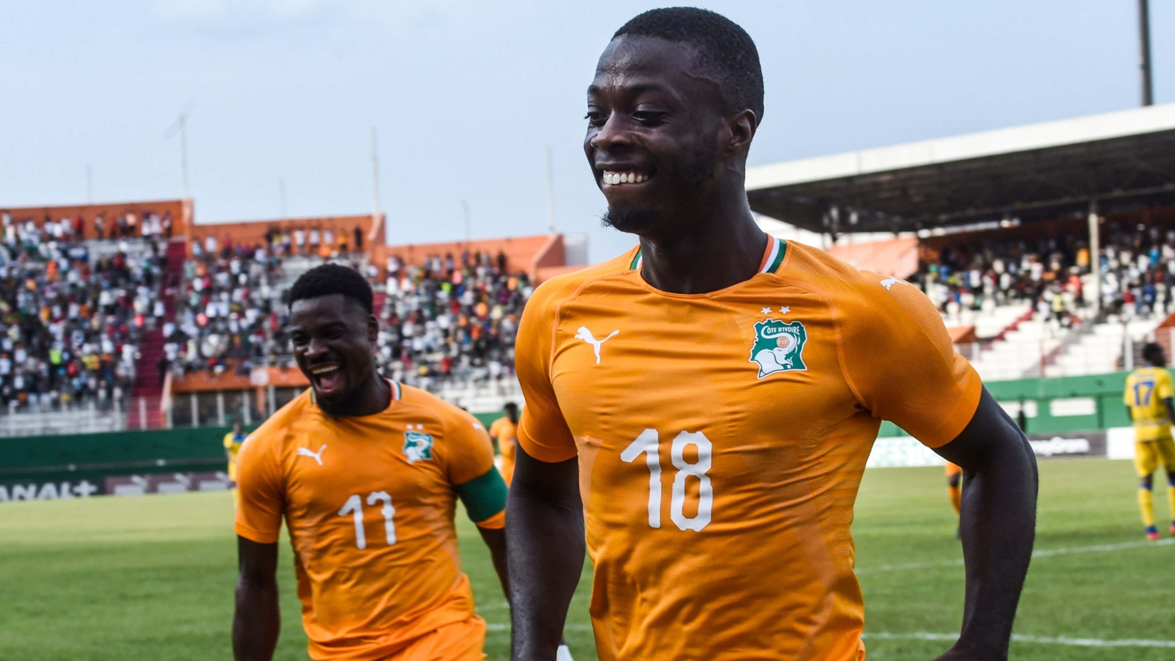 Nicolas Pepe and Serge Aurier of the Cote d'Ivoire